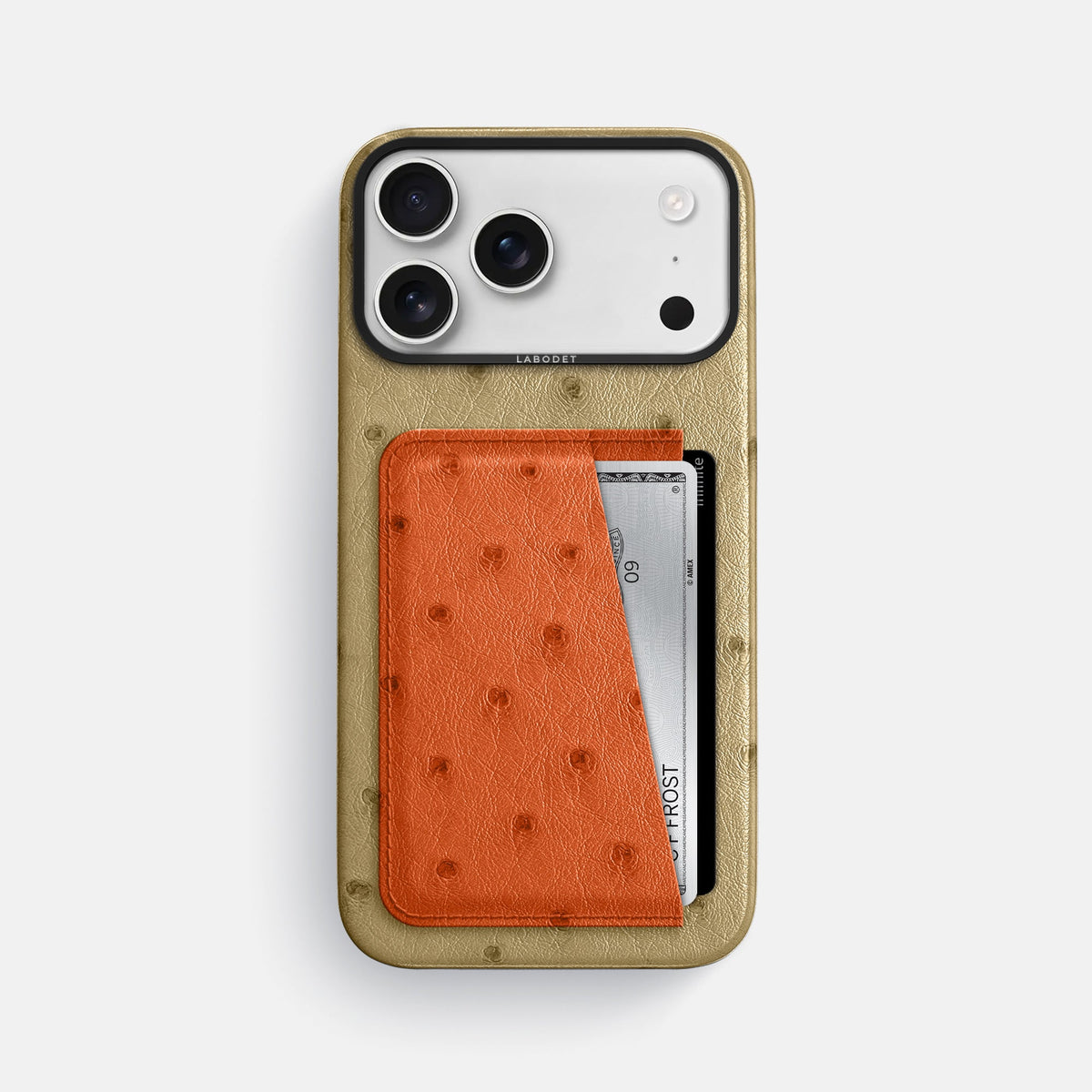Double Card Case Coloré For iPhone 18 Pro Max In Ostrich -1 | Desert-Sand-Black