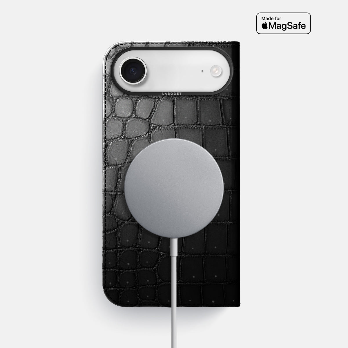Folio Case For iPhone 17 Air In Porosus Crocodile -3 | Shiny-Black-Black