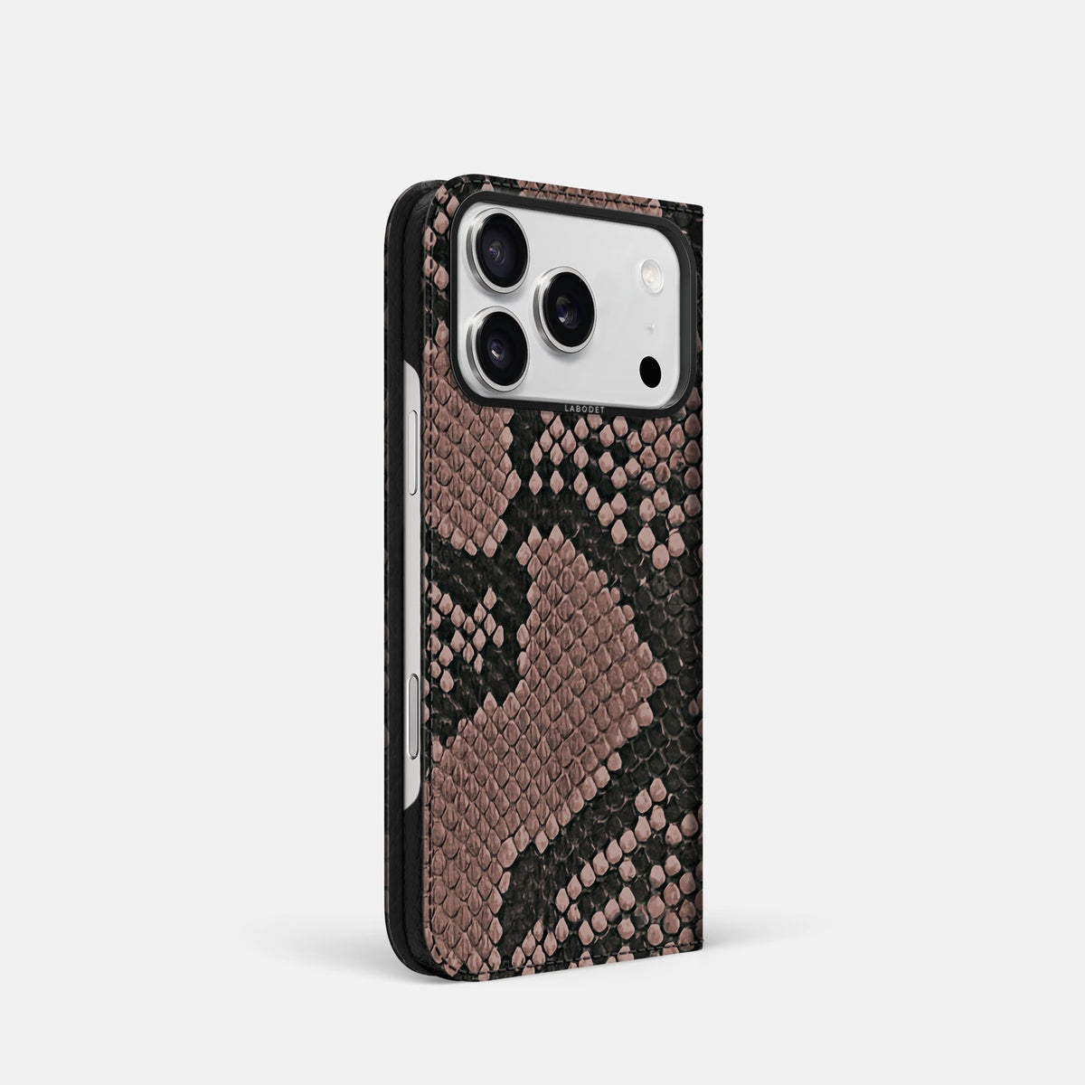 Folio Case For iPhone 18 Pro In Deluxe Python -1 | Mahogany-Brown-Black