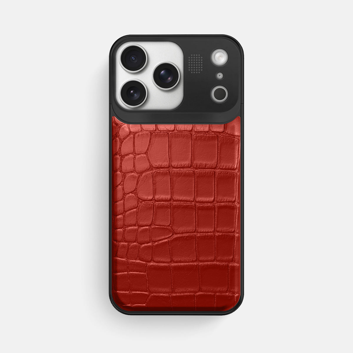 Metal Case For iPhone 17 Pro Max In Alligator -1 | Red-Black