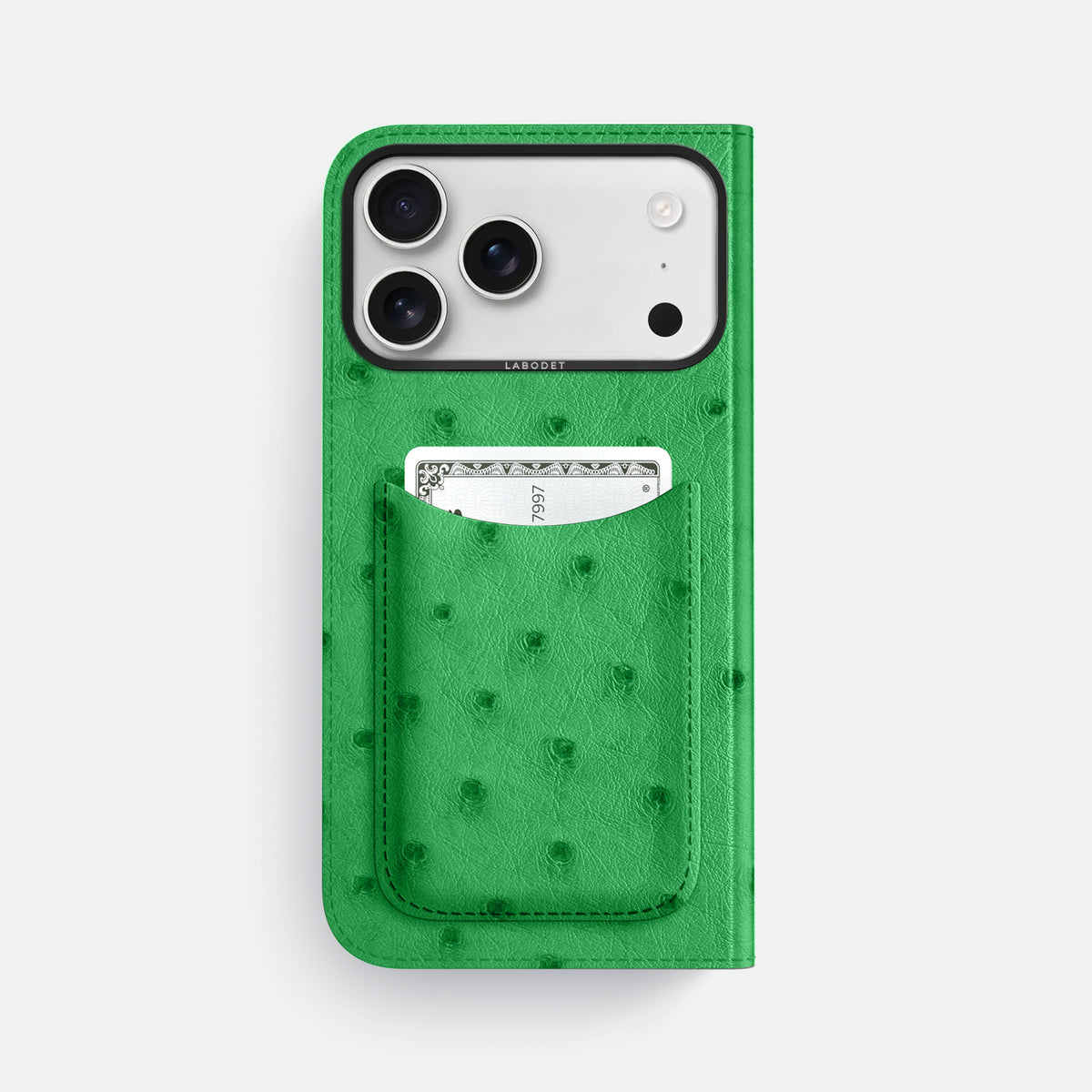 Folio Case with Card For iPhone 17 Pro Max In Ostrich -3 | Kentucky-Green-Black