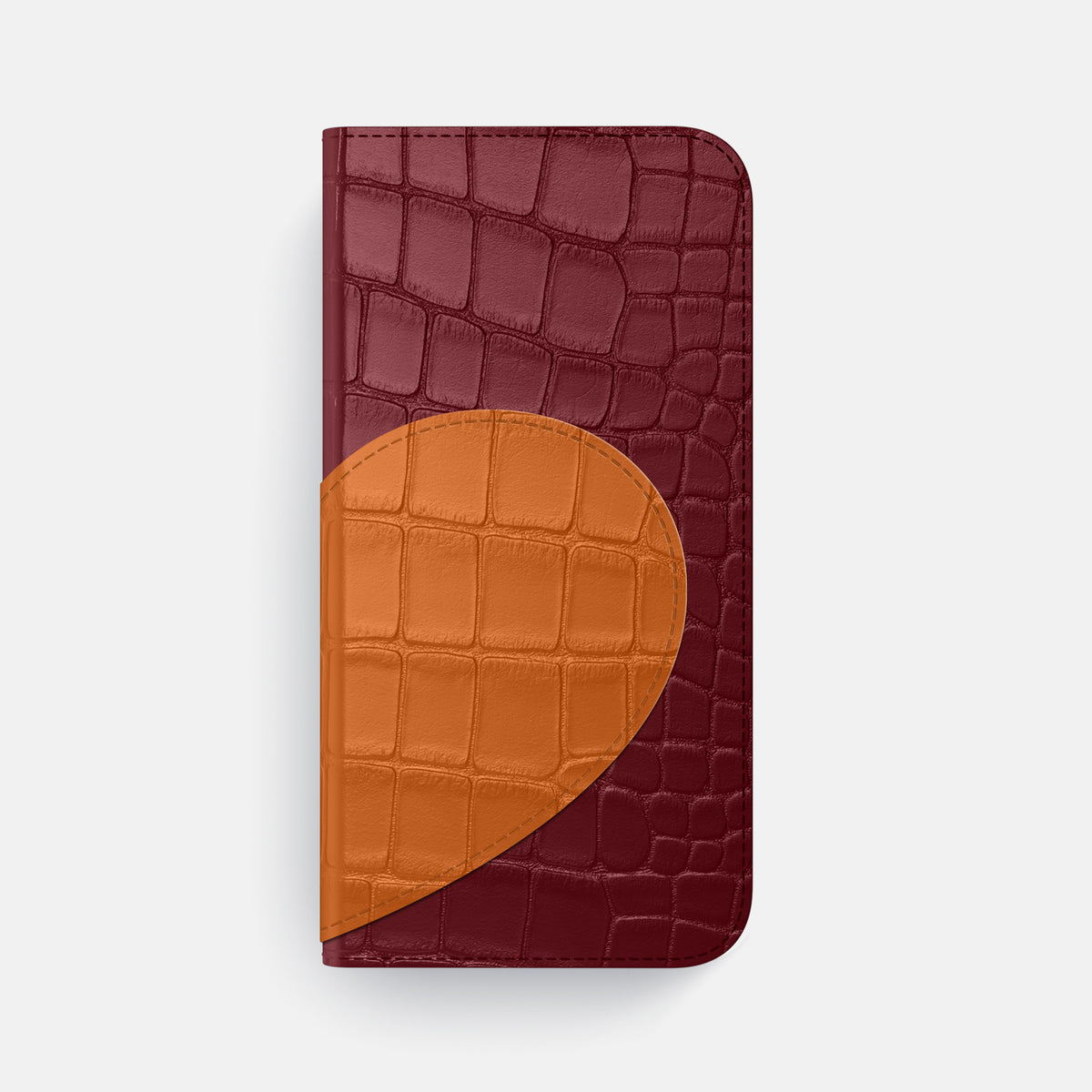 Folio Case With Heart For iPhone 17 Air In Alligator -4 | Burgundy-Black