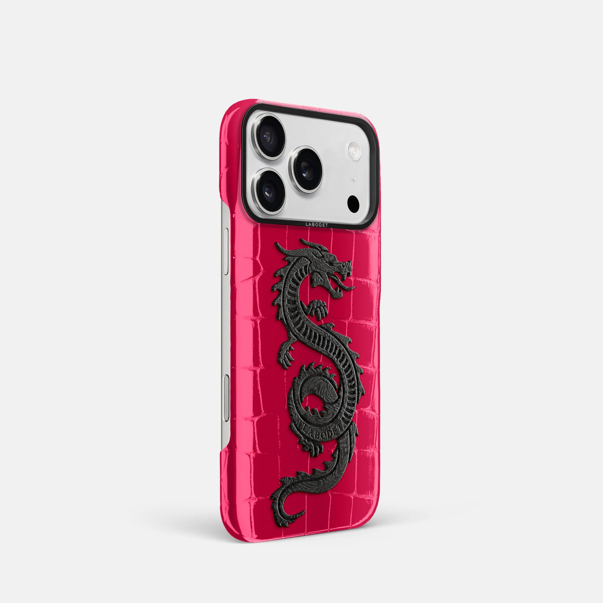 Classic Case With Carbon Dragon For iPhone 18 Pro In Shiny Alligator -2 | Pink-Panther-Black