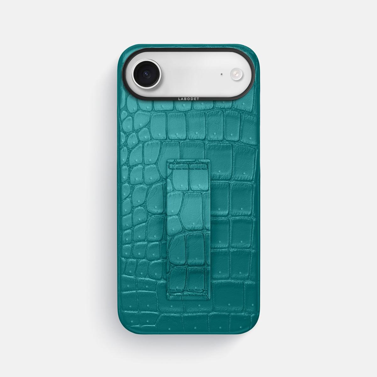 Finger Case For iPhone 17 Air In Porosus Crocodile -1 | Celadon-Black