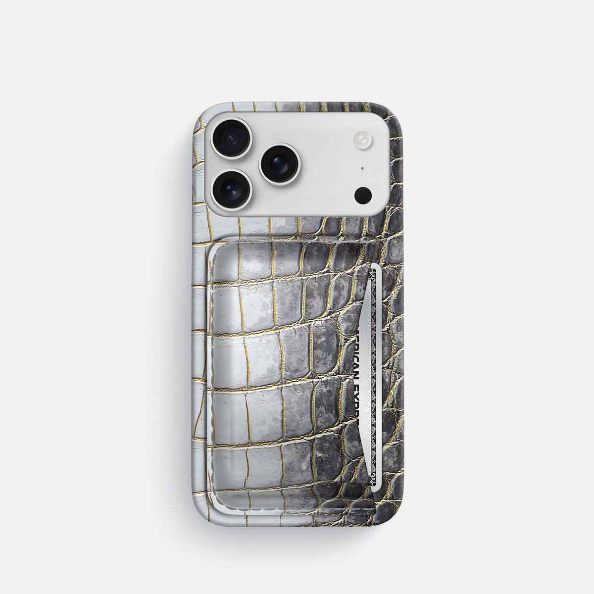 Slim Card Case For iPhone 18 Pro In Himalayan Crocodile -1 | Gold