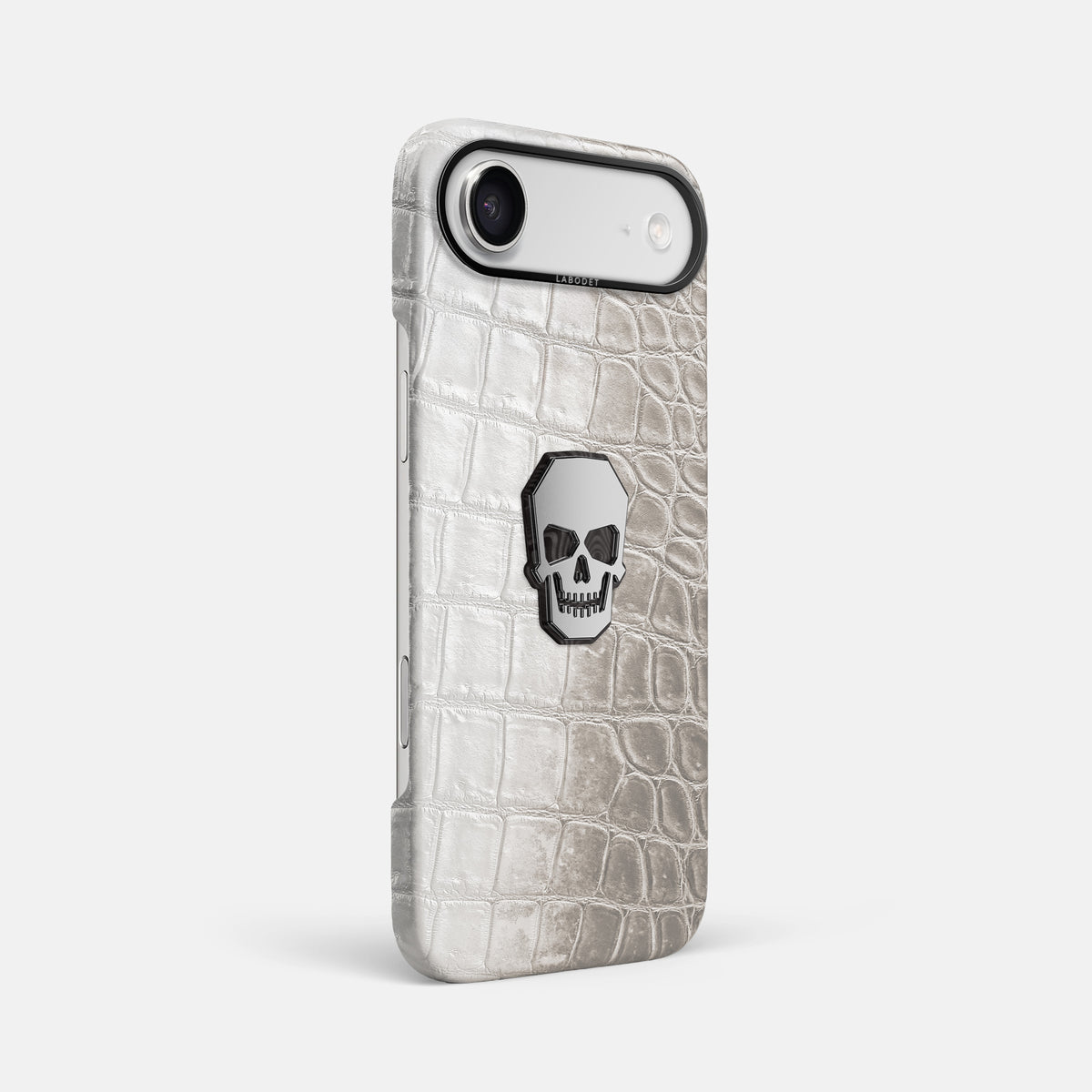 Classic Case With Titanium Skull For iPhone 17 Air In Himalayan Crocodile -2 | Grey-Black