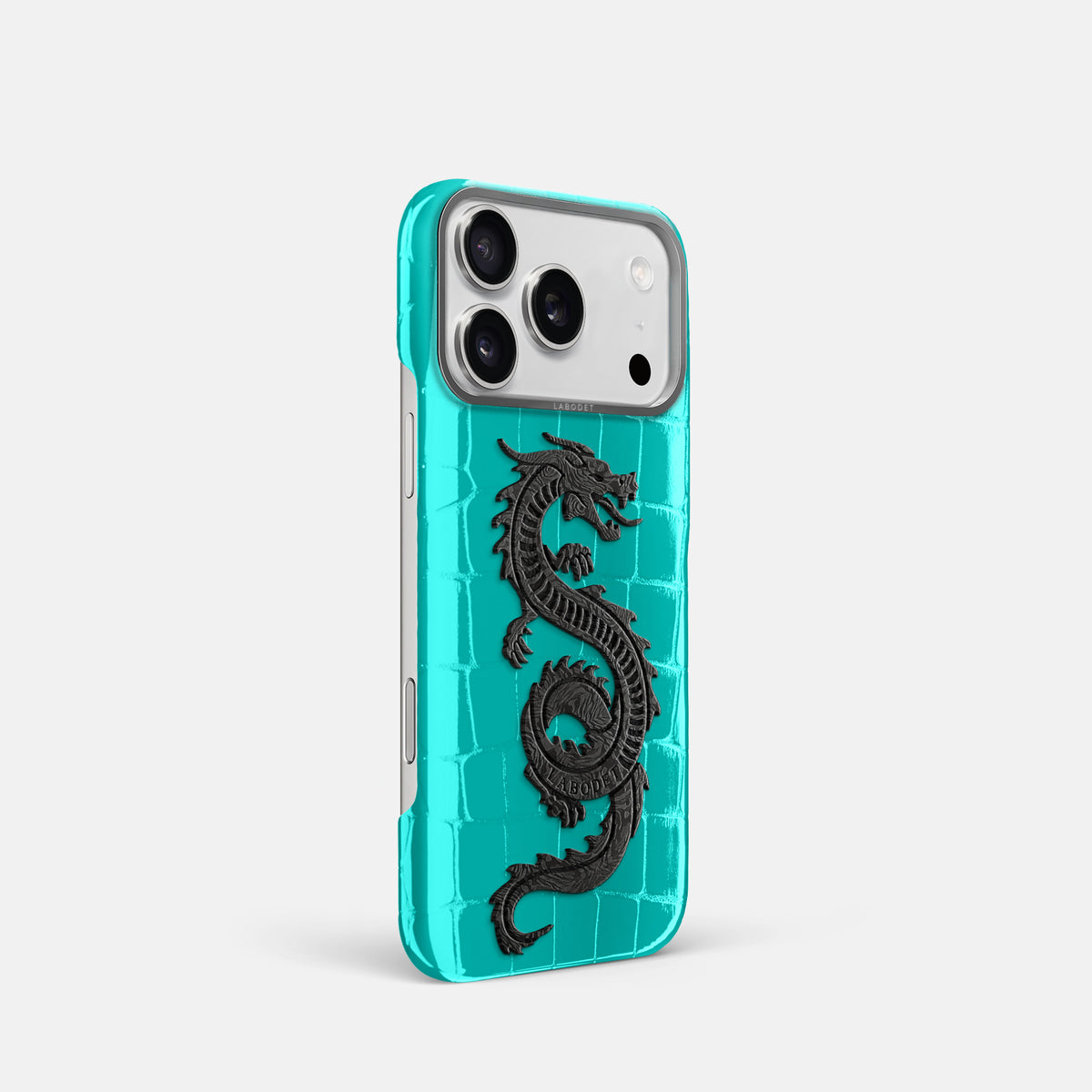 Classic Case With Carbon Dragon For iPhone 17 Pro In Shiny Alligator -2 | Mint-Steel