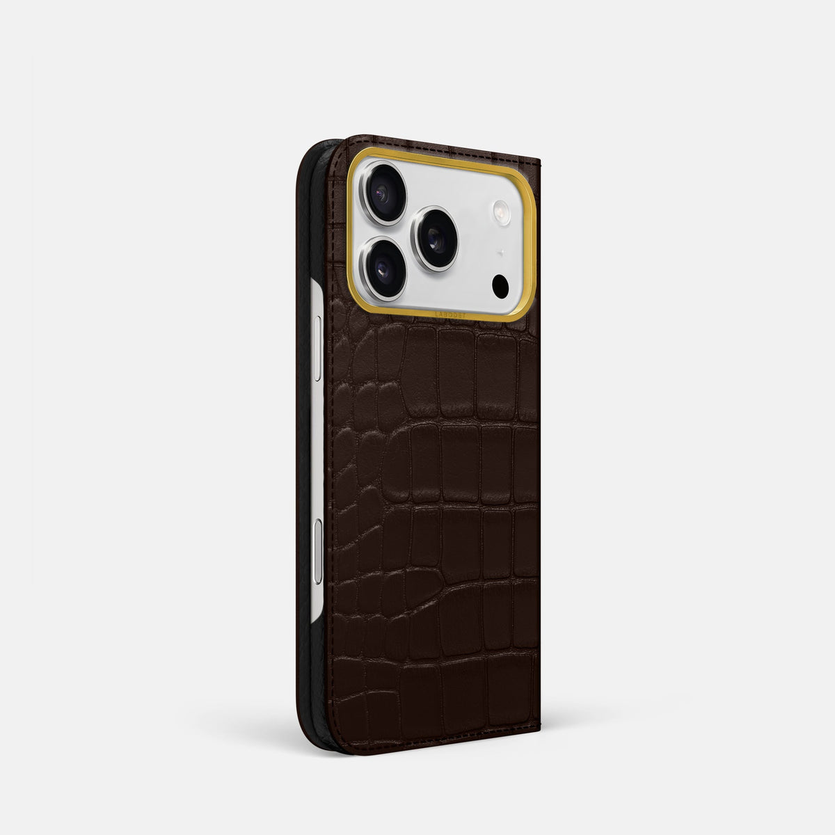 Folio Case For iPhone 18 Pro In Alligator -1 | Dark-Brown-Gold
