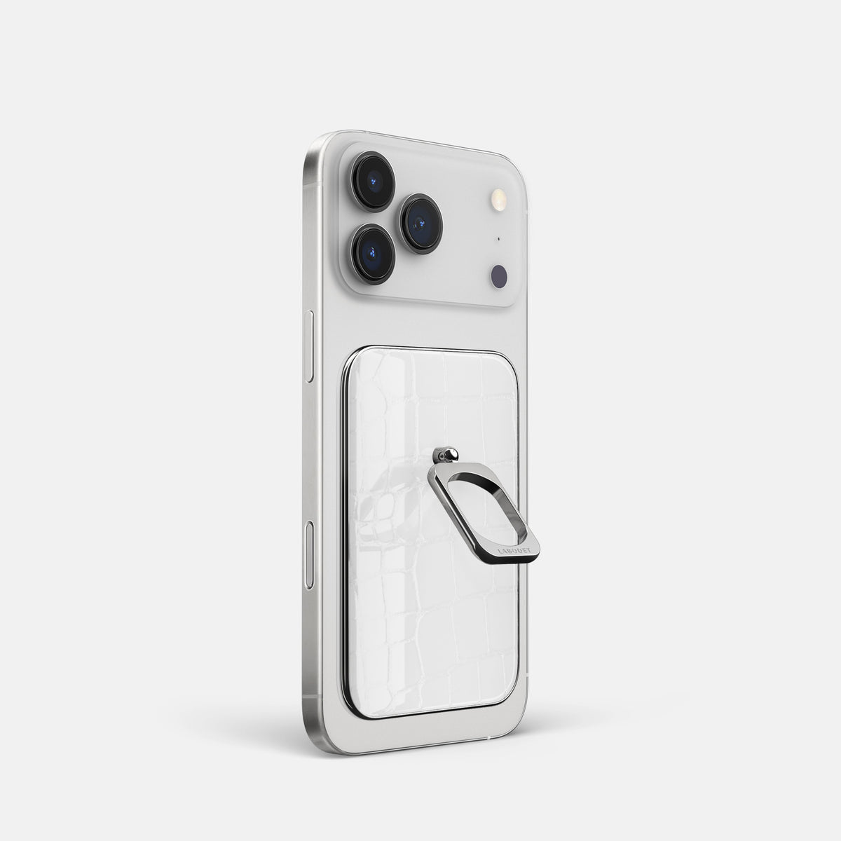 MagSafe Ring For iPhone 17 Pro In Shiny Alligator -1 | White-Steel