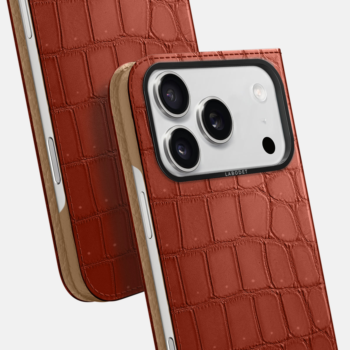 Folio Case For iPhone 17 Pro Max In Porosus Crocodile -5 | Mahogany-Brown-Black