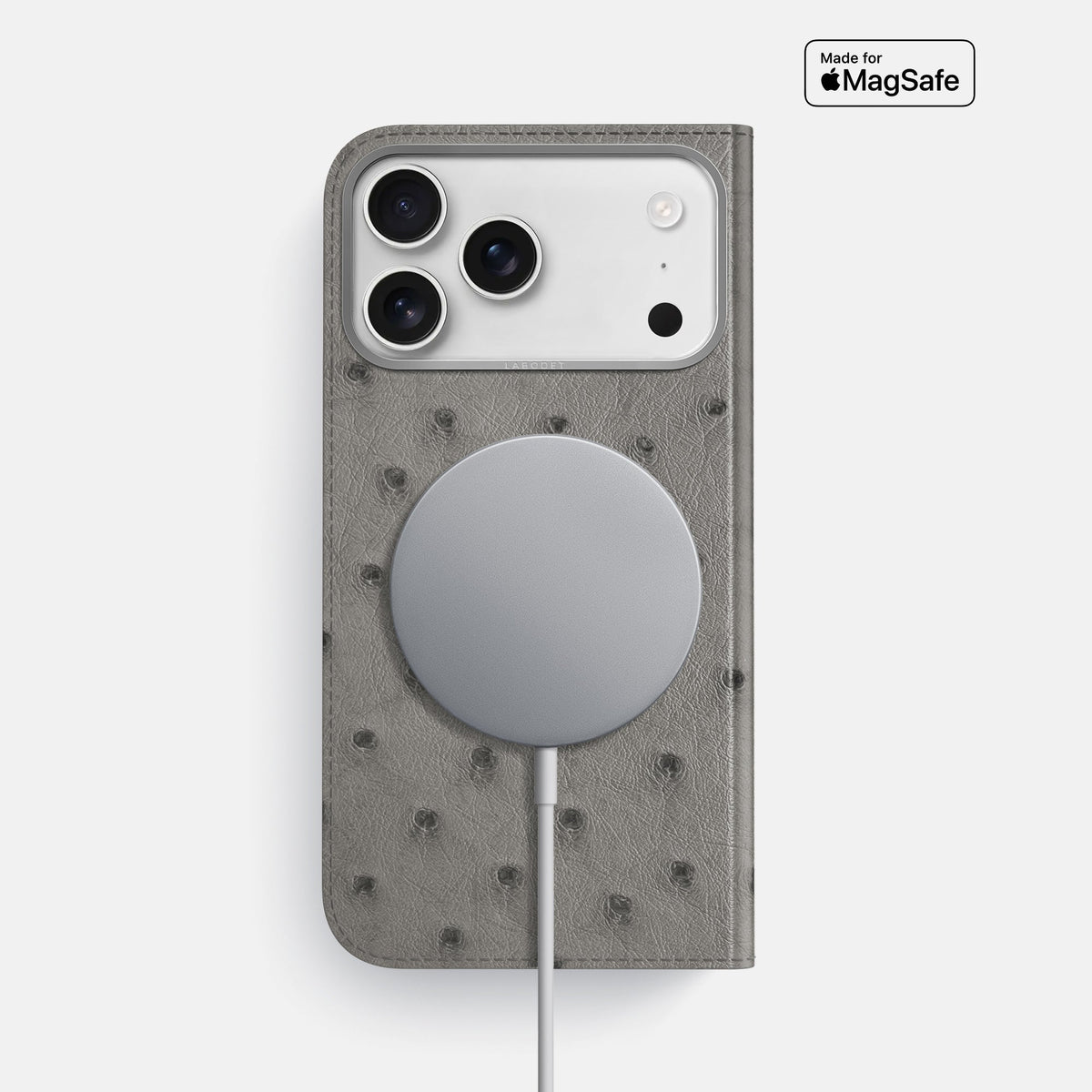 Folio Case For iPhone 18 Pro Max In Ostrich -3 | Grey-Steel