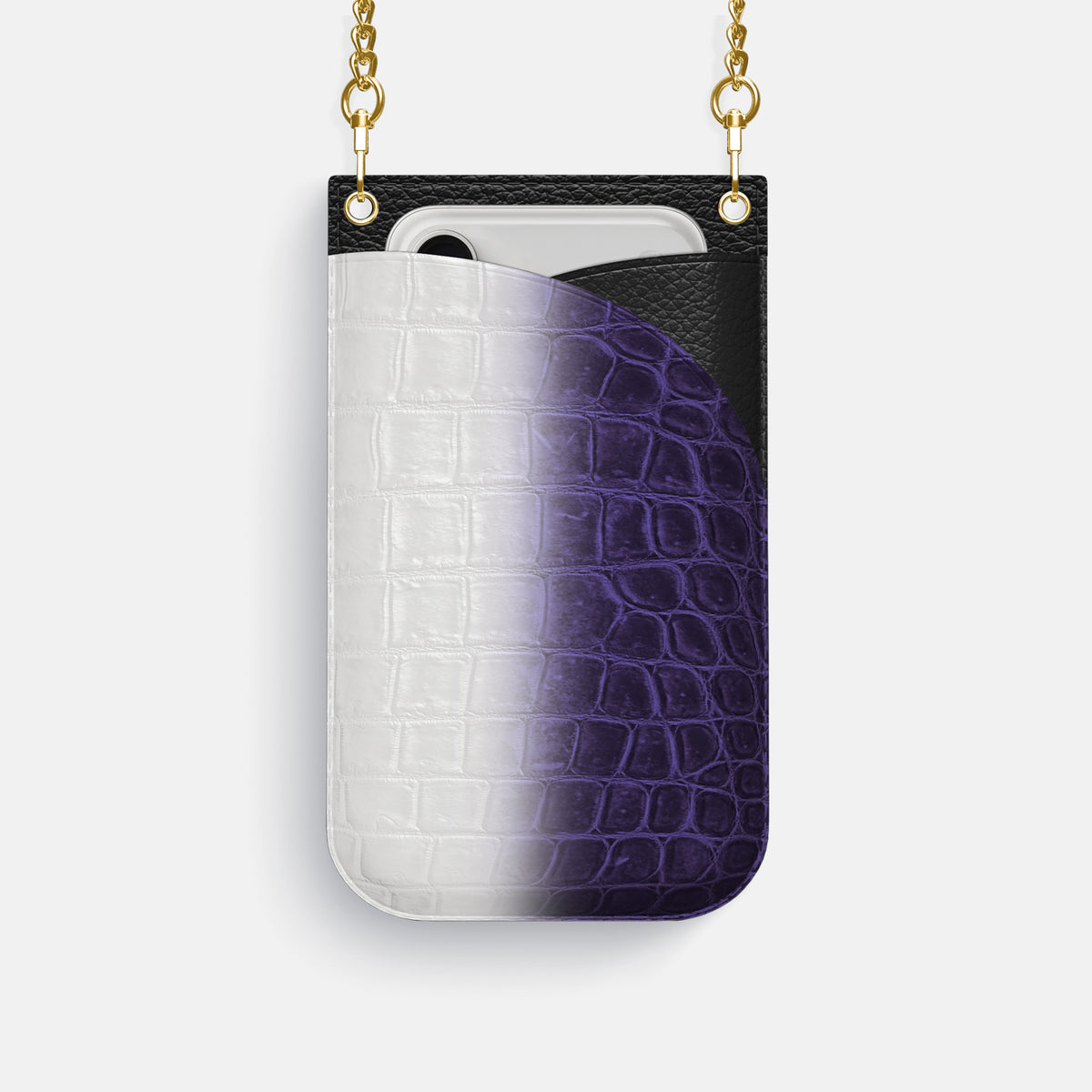 Crossbody Bag For iPhone 17 Pro In Himalayan Crocodile -1 | Purple-Gold