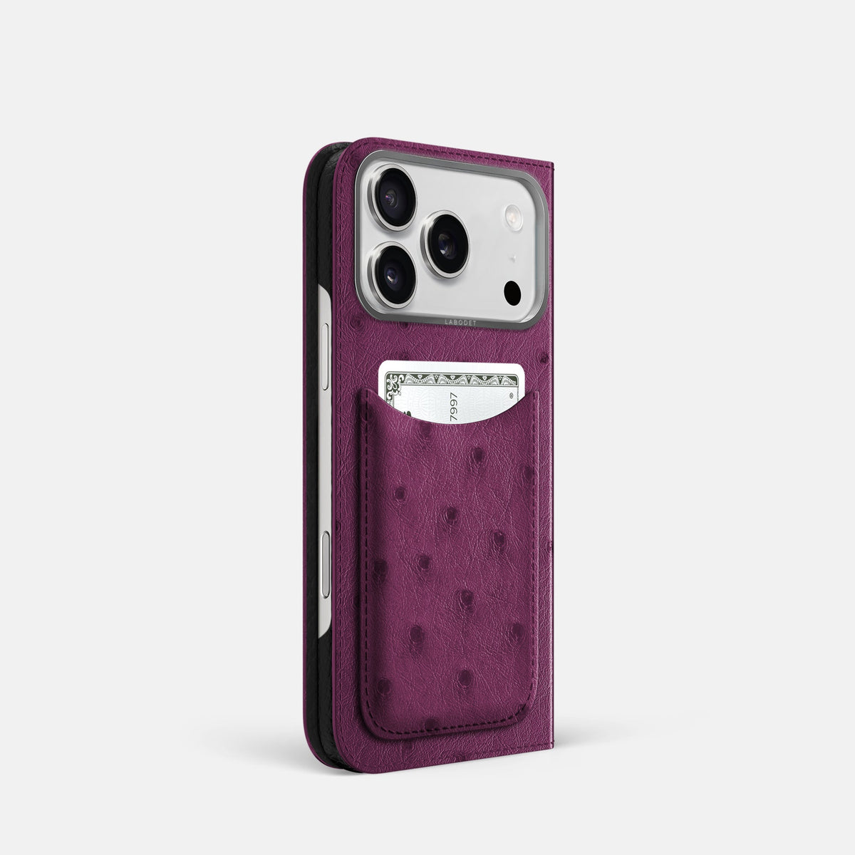 Folio Case with Card For iPhone 18 Pro In Ostrich -1 | Purple-Steel