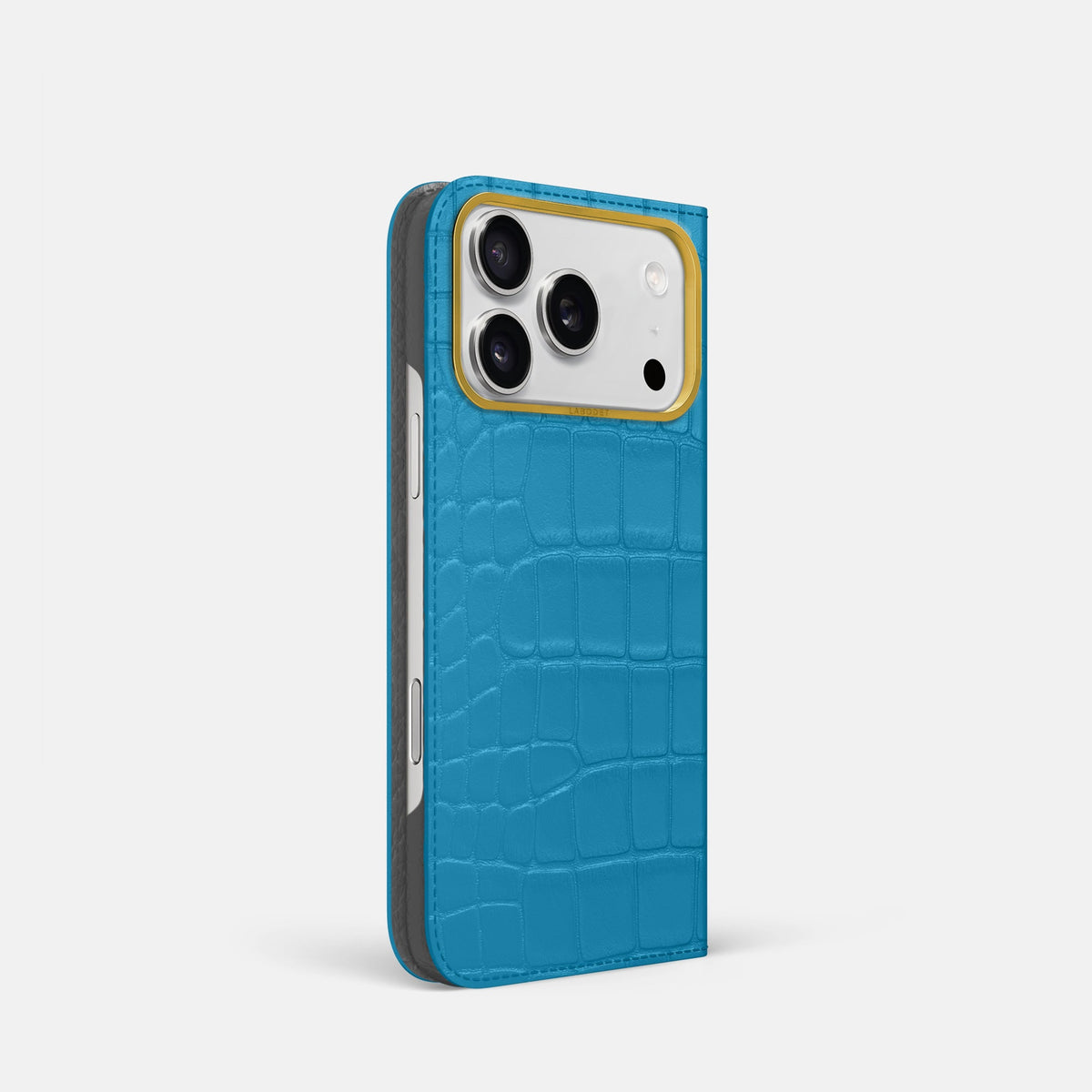 Folio Case For iPhone 18 Pro In Alligator -1 | Curaçao-Blue-Gold