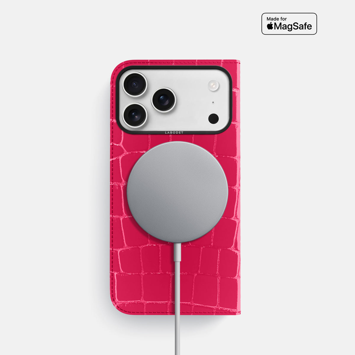 Folio Case For iPhone 17 Pro In Shiny Alligator -3 | Pink-Panther-Black