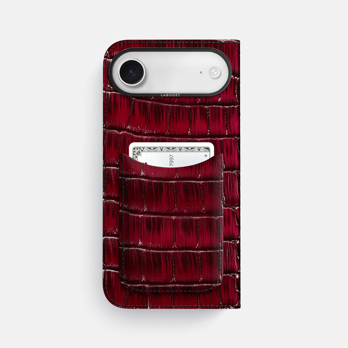 Folio Case with Card For iPhone 17 Air In Patina Alligator -3 | Havana-Burgundy-Black