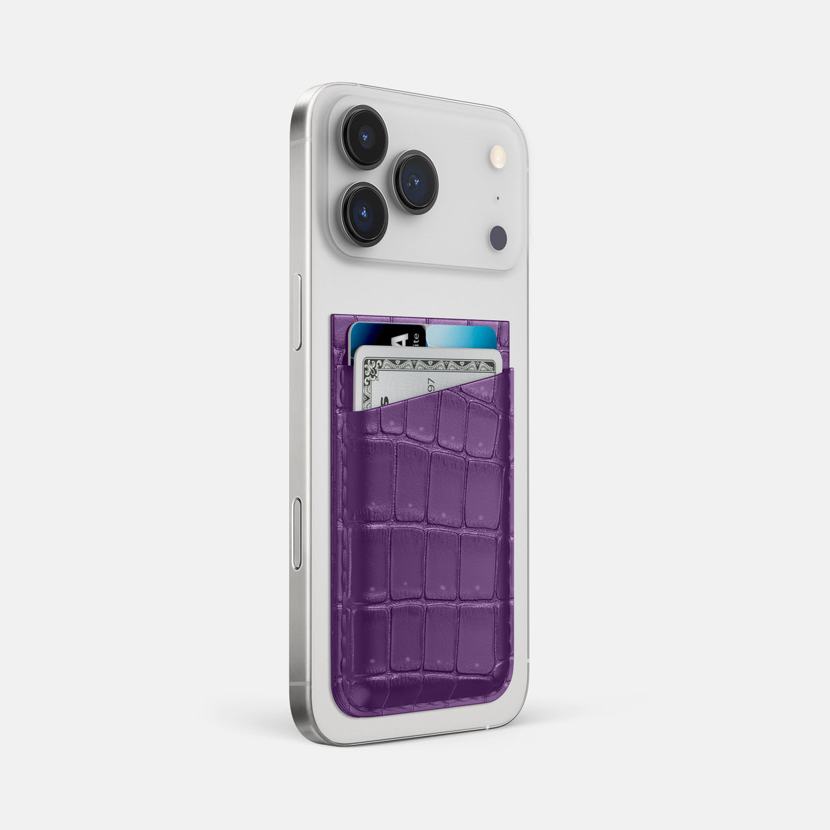 MagSafe Wallet For iPhone 17 Pro Max In Porosus Crocodile -2 | Purple