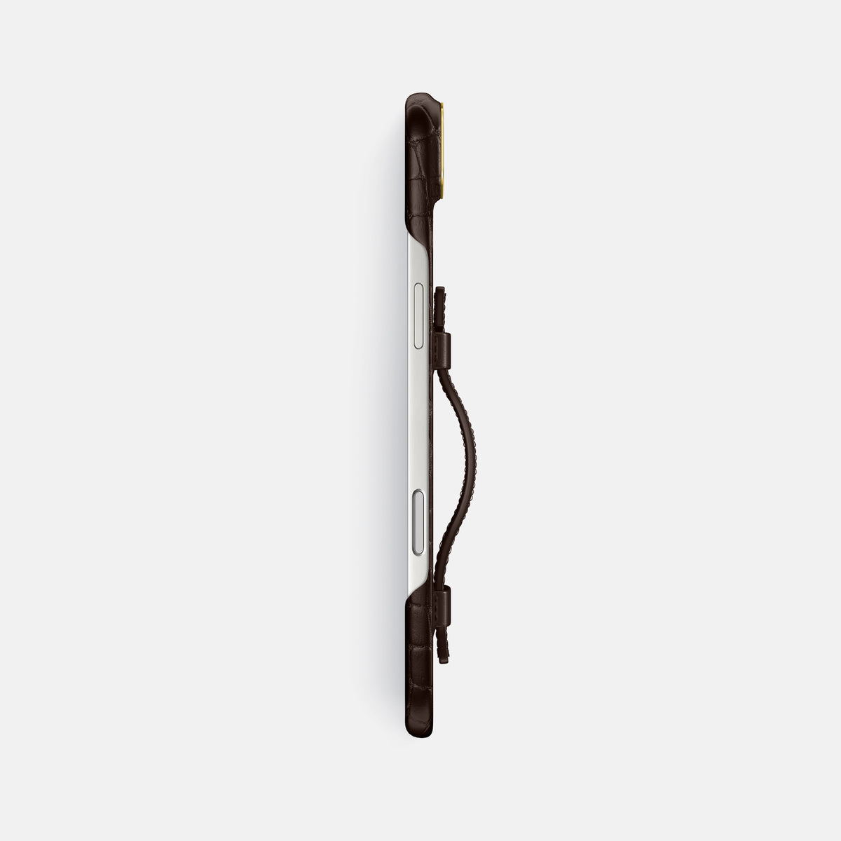 Handle Case For iPhone 17 Air In Alligator -3 | Dark-Brown-Gold