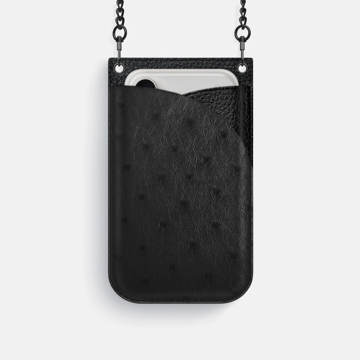 Crossbody Bag For iPhone 18 Pro In Ostrich -1 | Black-Black