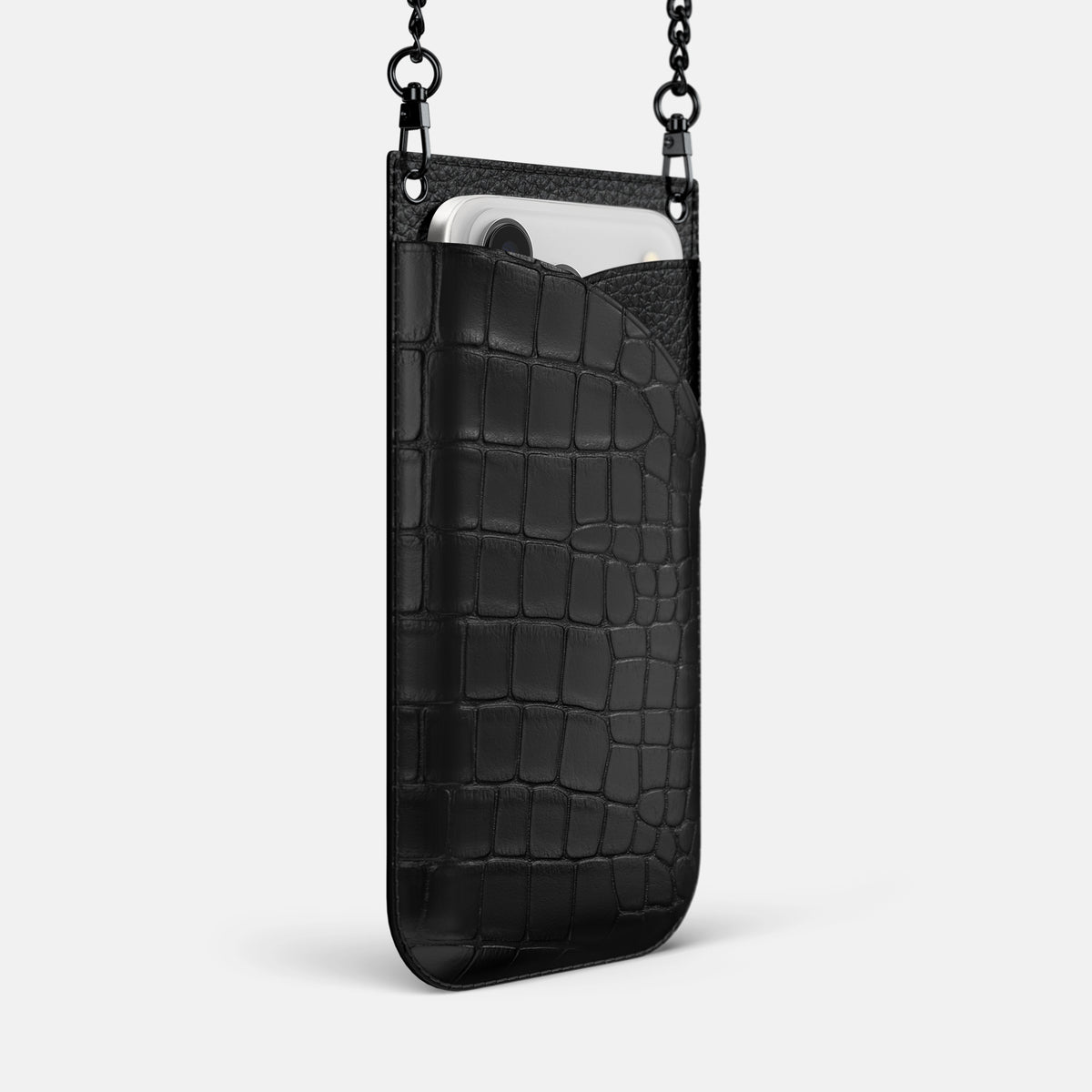 Crossbody Bag For iPhone 17 Pro In Alligator -2 | Black-Black