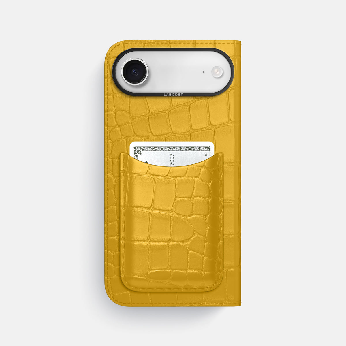 Folio Case with Card For iPhone 17 Air In Alligator -3 | Yellow-Black