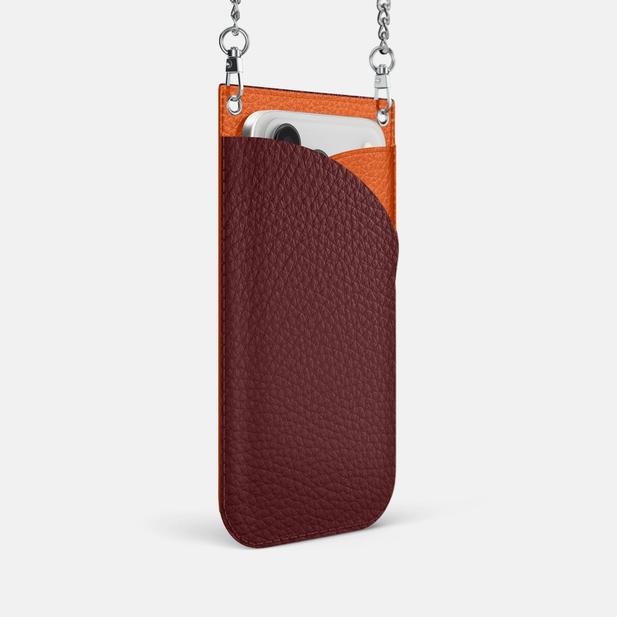 Crossbody Bag For iPhone 18 Pro In Calf -2 | Bordeaux-Steel