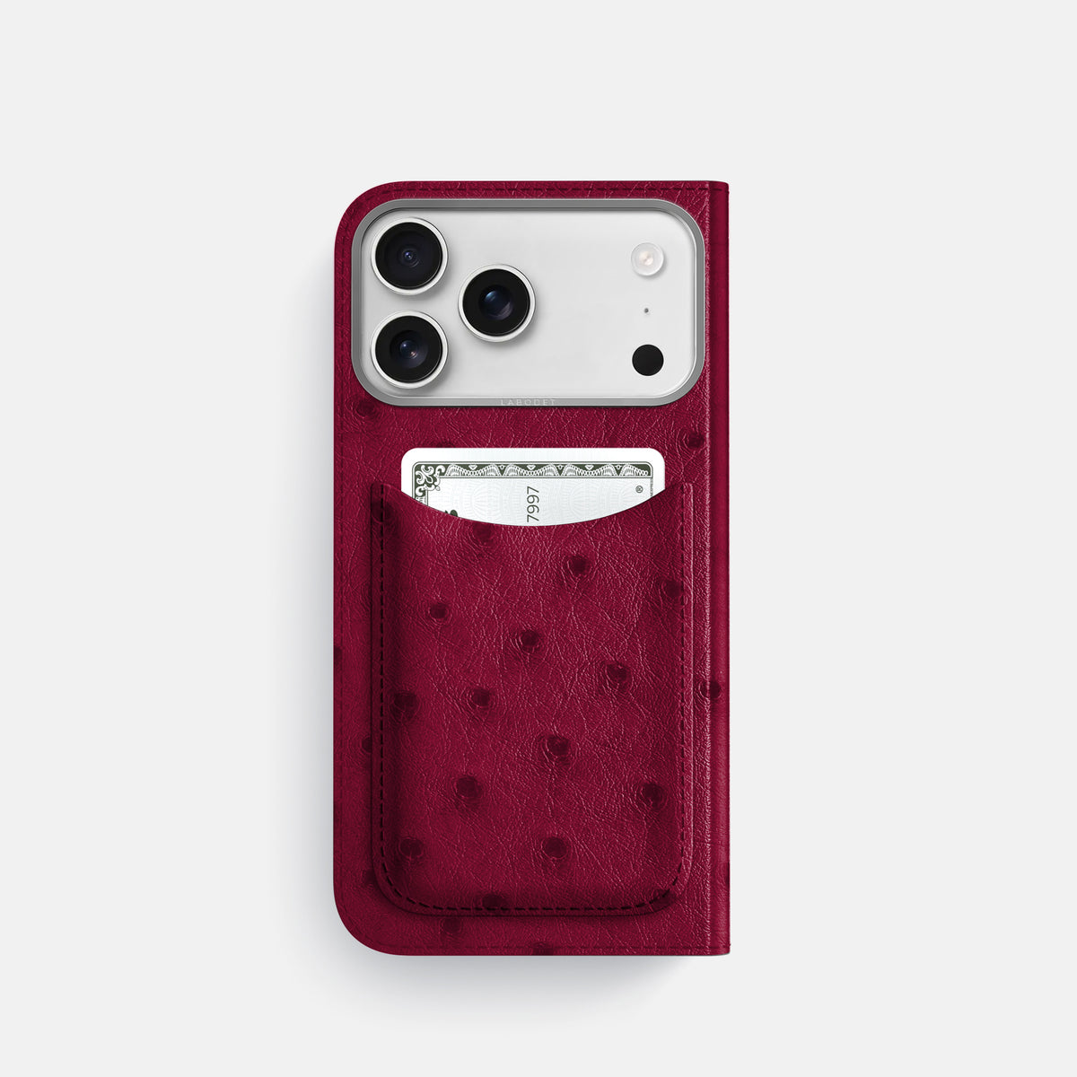 Folio Case with Card For iPhone 17 Pro In Ostrich -3 | Bordeaux-Steel