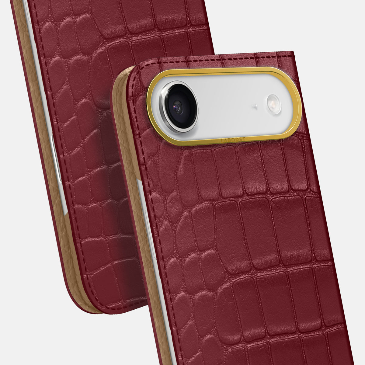 Folio Case For iPhone 17 Air In Alligator -5 | Burgundy-Gold