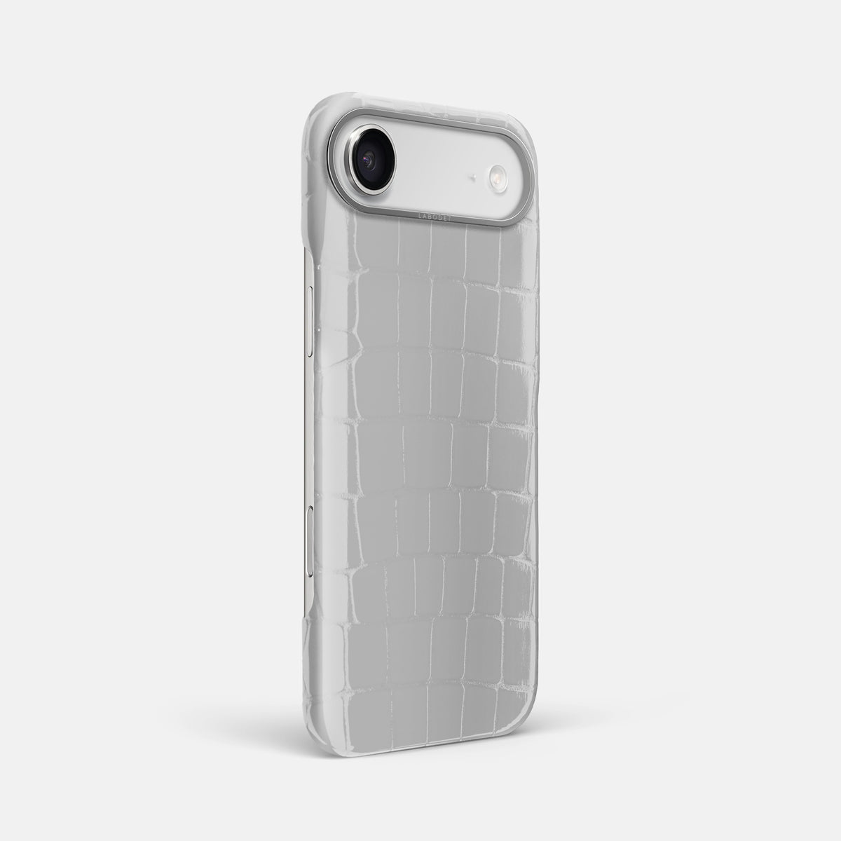 Classic Case For iPhone 17 Air In Shiny Alligator -2 | White-Steel
