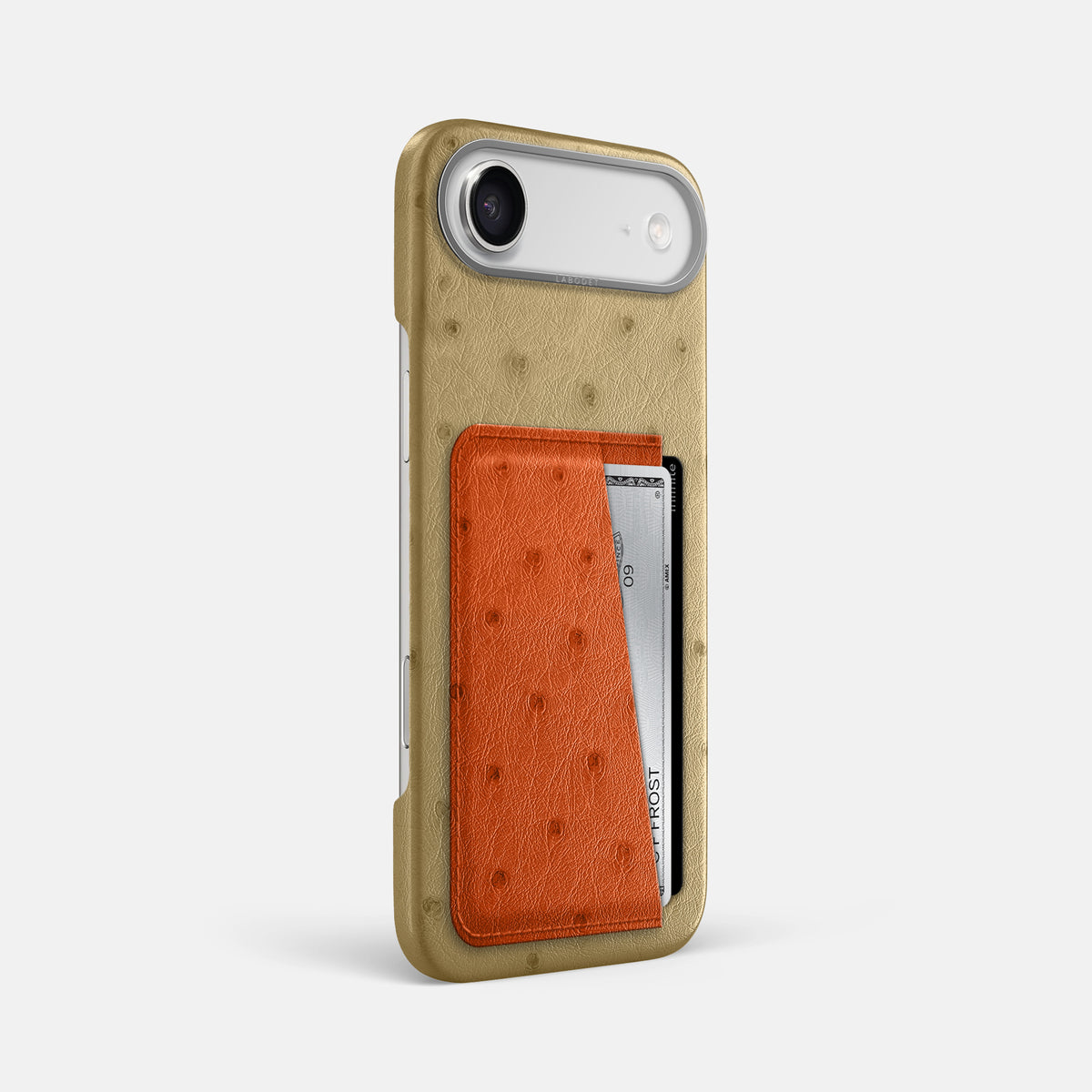 Double Card Case Coloré For iPhone 17 Air In Ostrich -2 | Desert-Sand-Steel