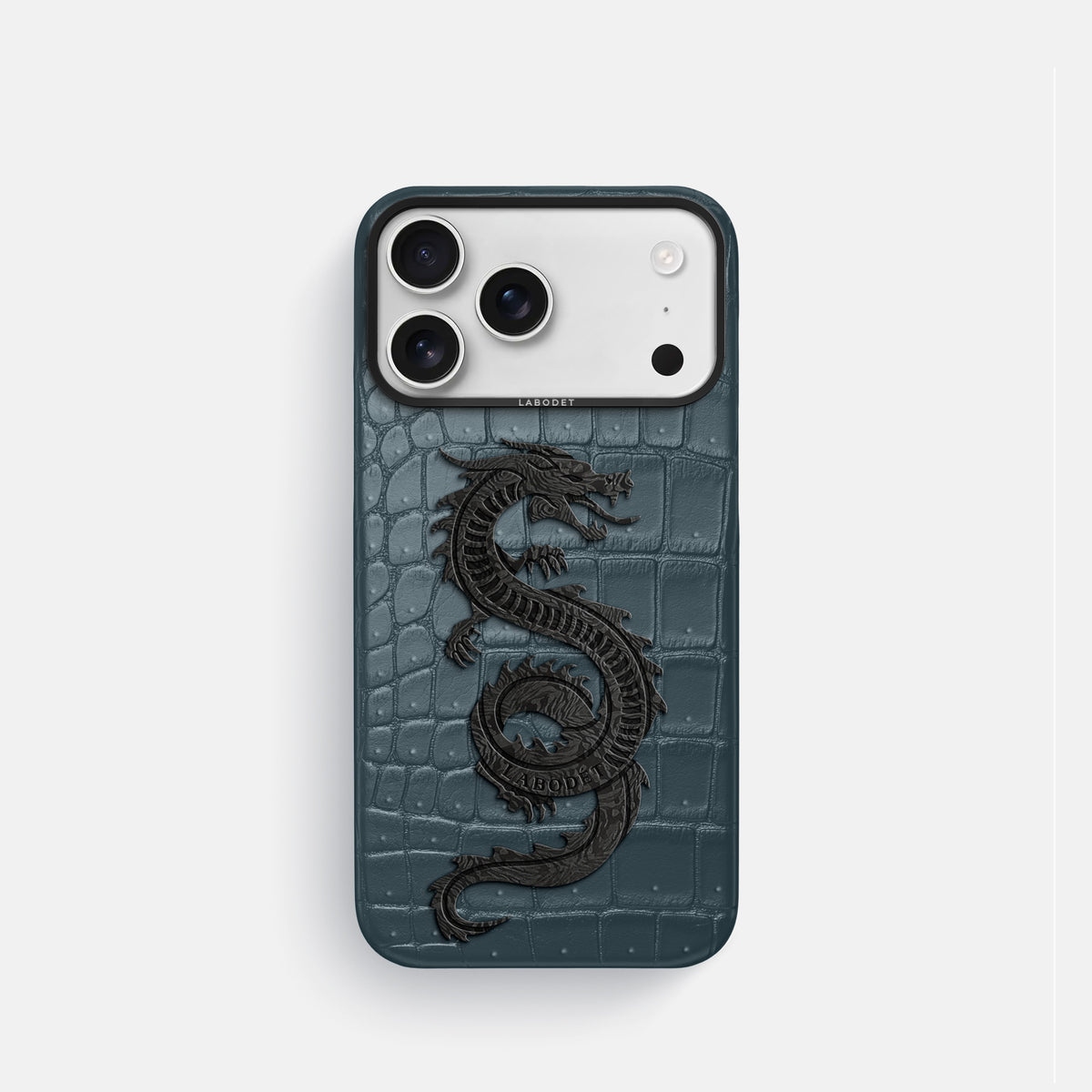 Classic Case With Carbon Dragon For iPhone 17 Pro In Porosus Crocodile -1 | Denim-Black