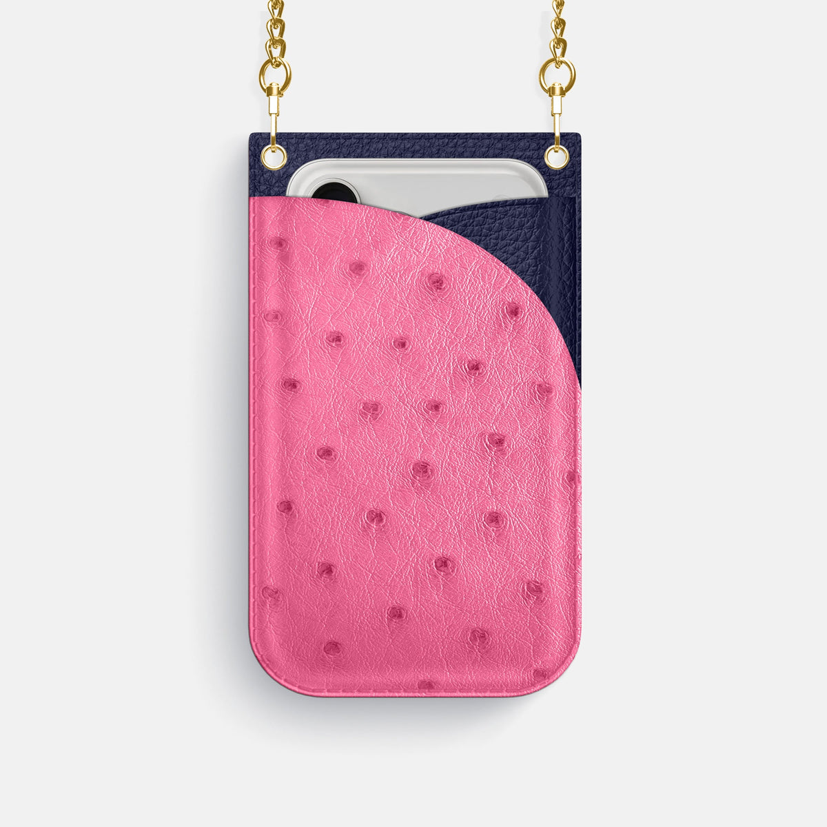Crossbody Bag For iPhone 18 Pro In Ostrich -1 | Pink-Gold