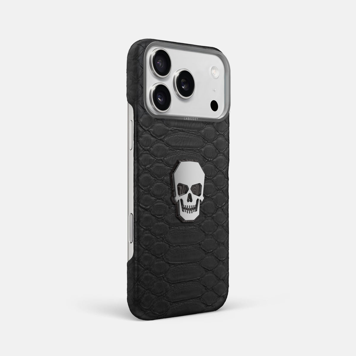 Classic Case With Titanium Skull For iPhone 18 Pro Max In Python -2 | Black-Steel