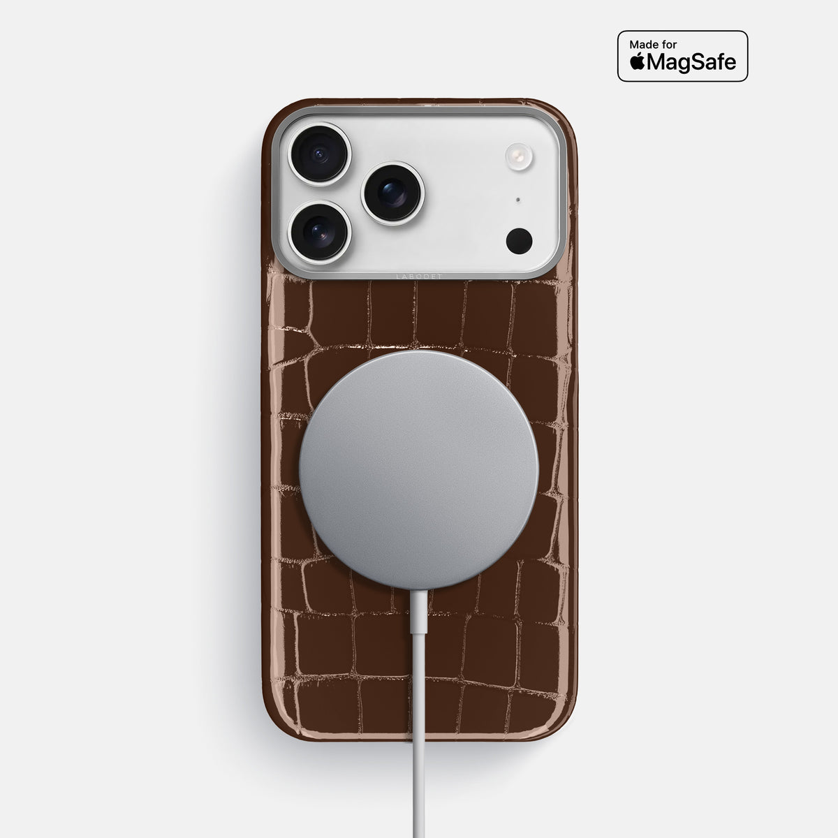 Classic Case For iPhone 17 Pro Max In Shiny Alligator -5 | Brown-Steel