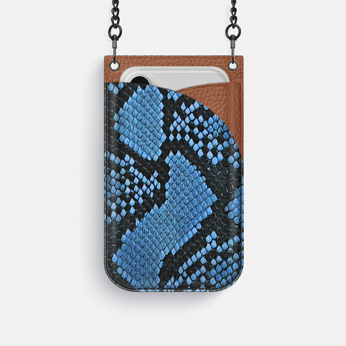 Crossbody Bag For iPhone 18 Pro In Deluxe Python -1 | Blue-Jeans-Black