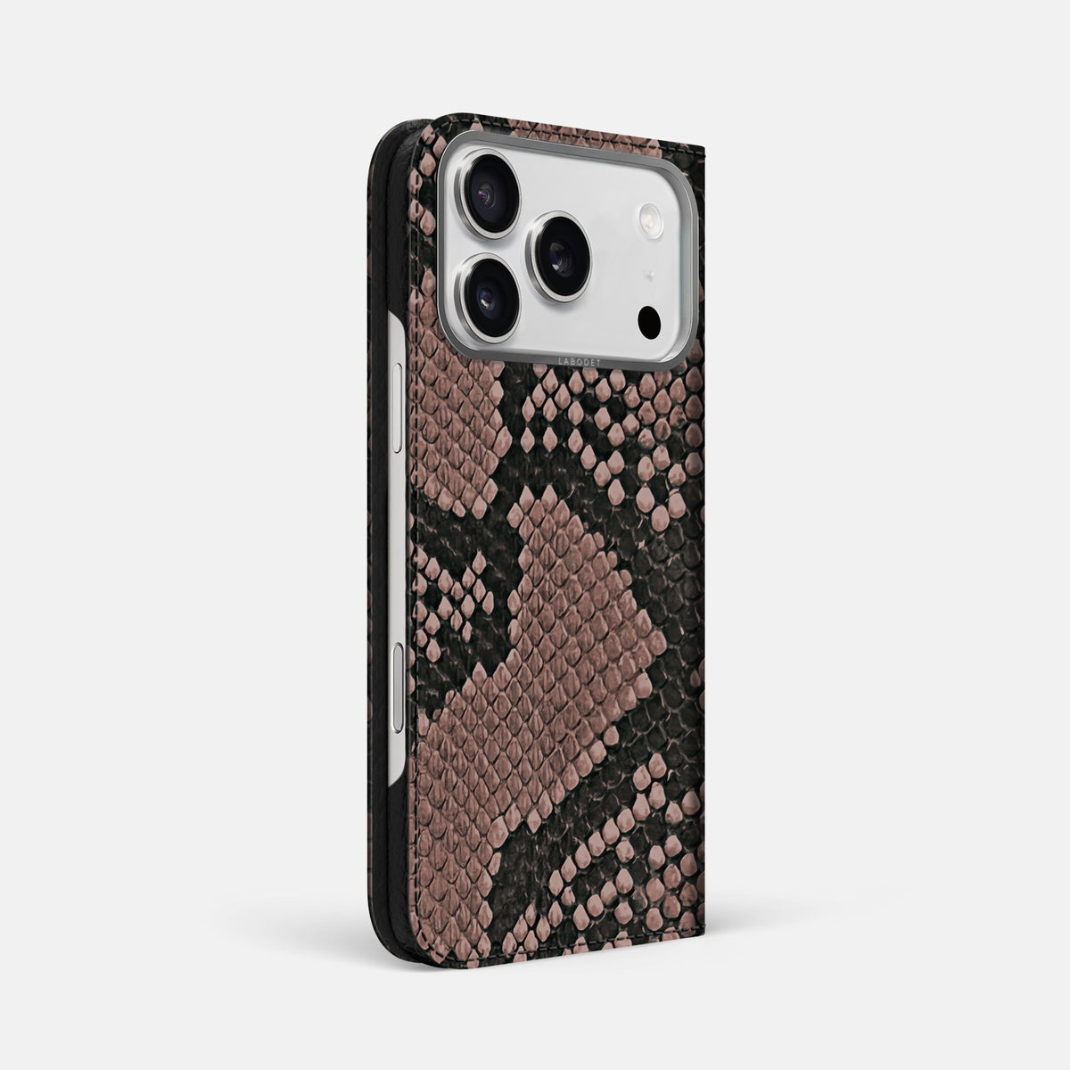 Folio Case For iPhone 18 Pro Max In Deluxe Python -1 | Mahogany-Brown-Steel