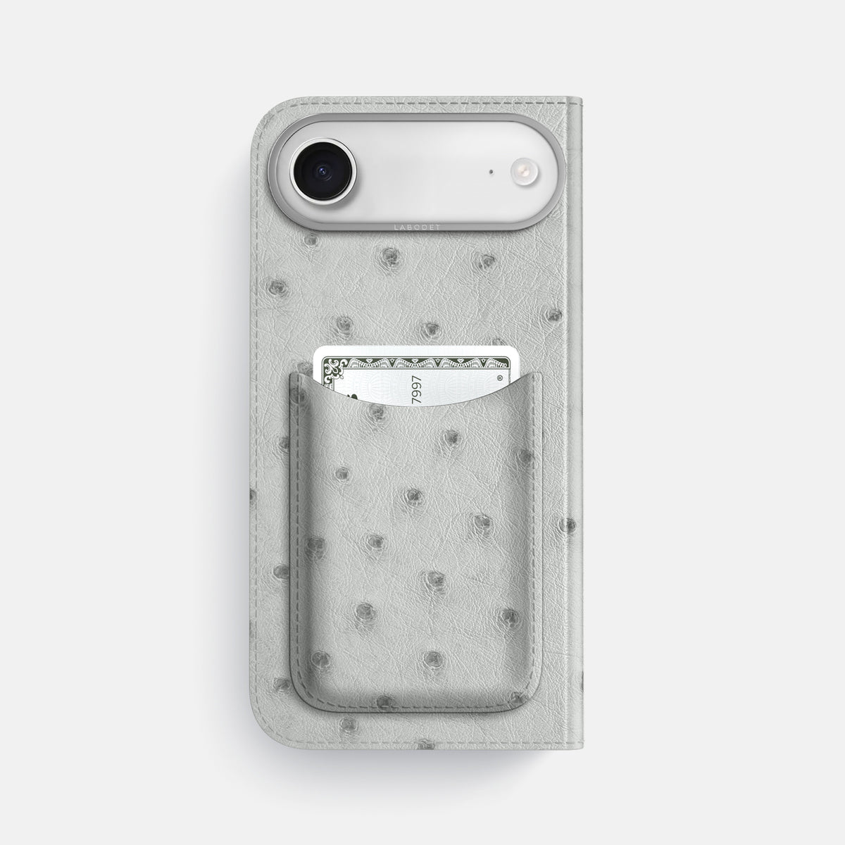 Folio Case with Card For iPhone 17 Air In Ostrich -3 | White-Steel