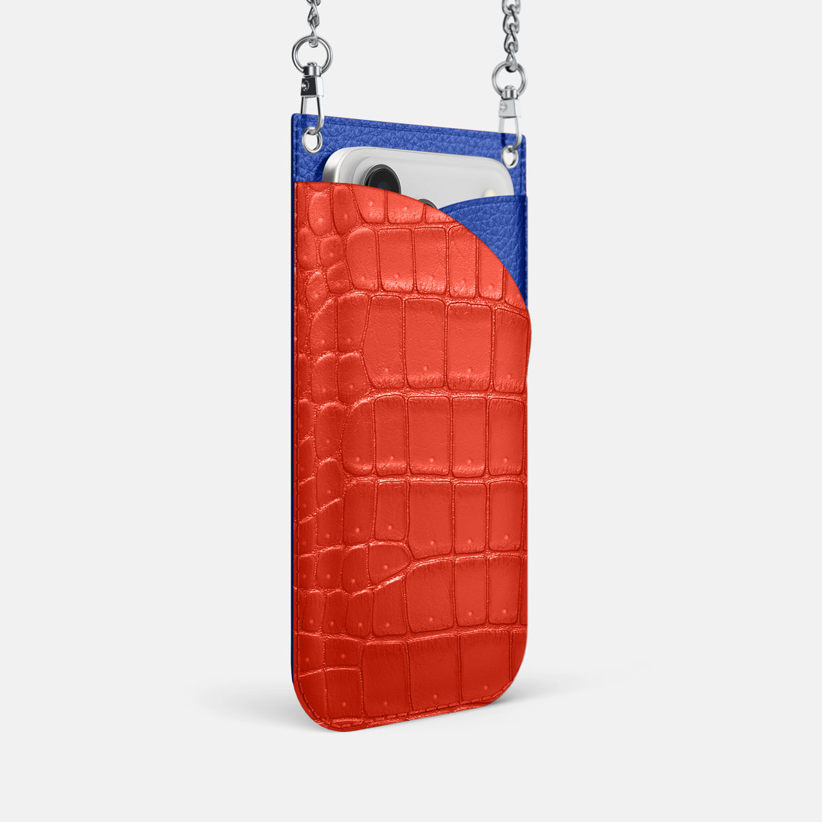 Crossbody Bag For iPhone 17 Pro In Porosus Crocodile -2 | Rust-Steel