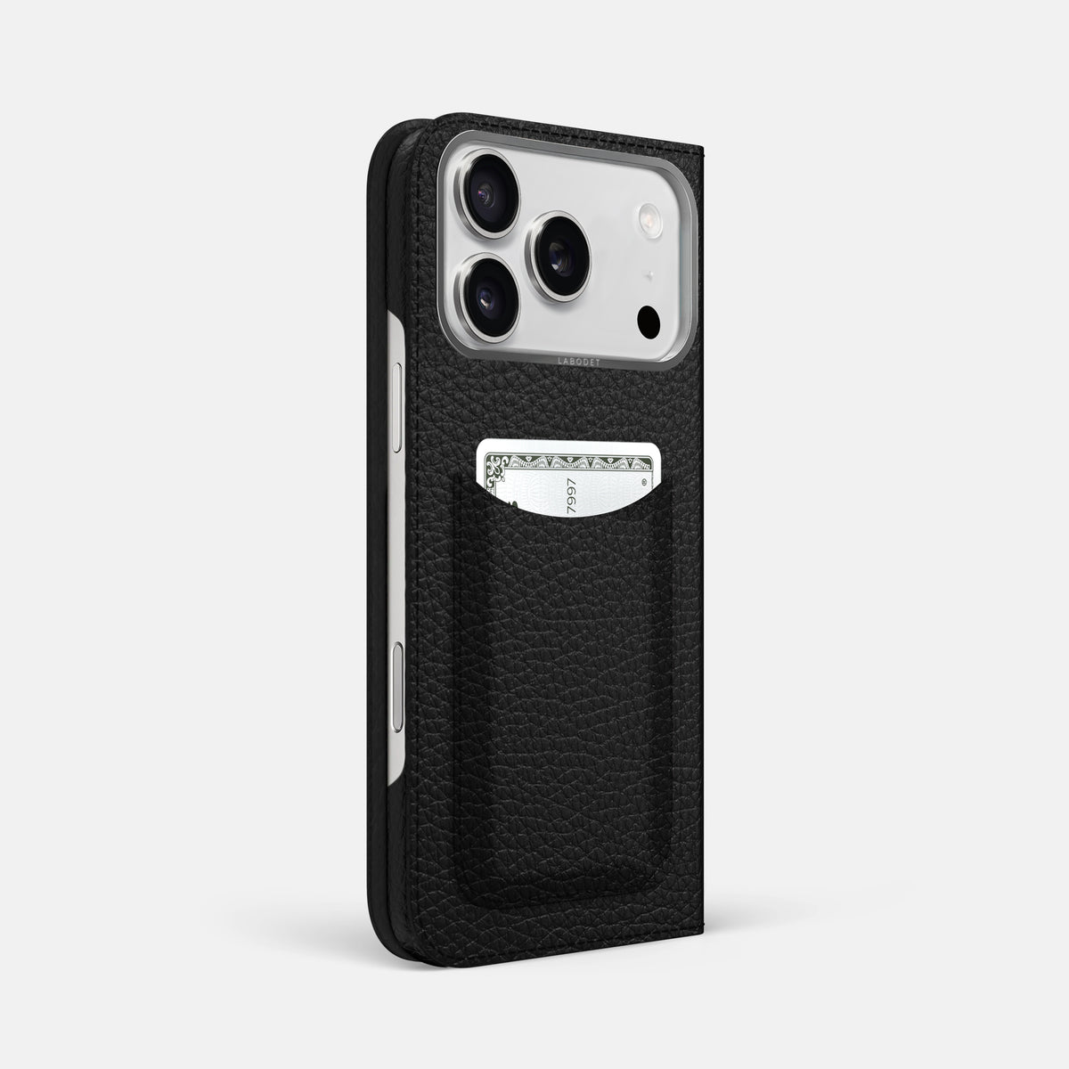 Folio Case with Card For iPhone 17 Pro Max In Calf -1 | Black-Steel