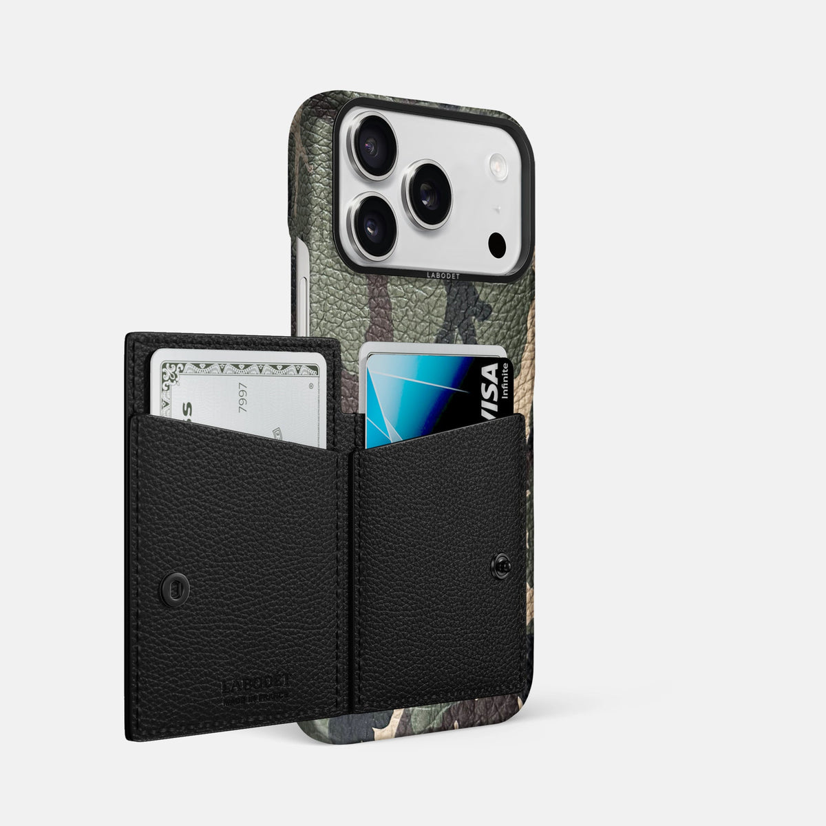 Bi-Fold Case For iPhone 18 Pro Max In Calf -2 | Camouflage-Black