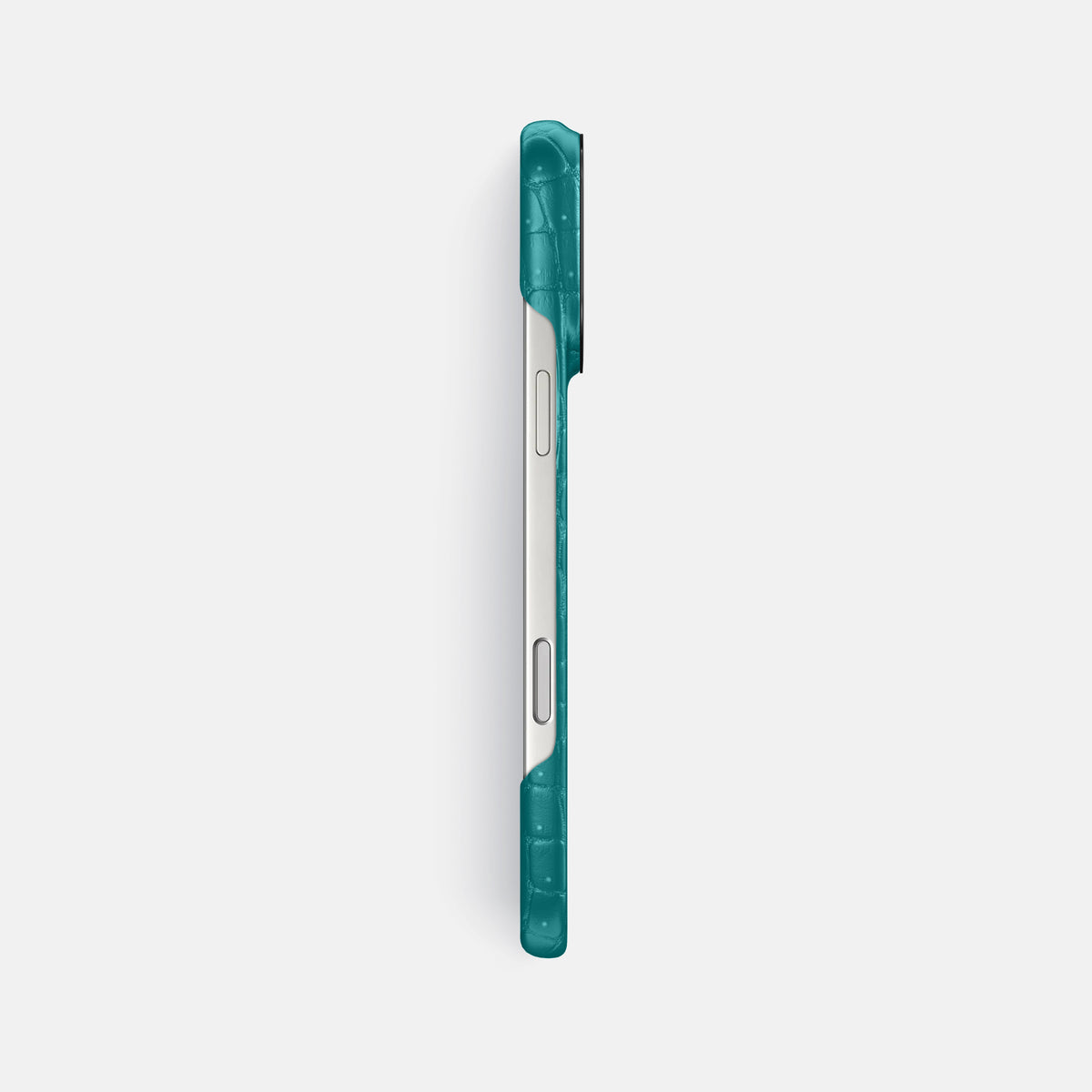 Classic Case For iPhone 17 Pro Max In Porosus Crocodile -3 | Celadon-Black