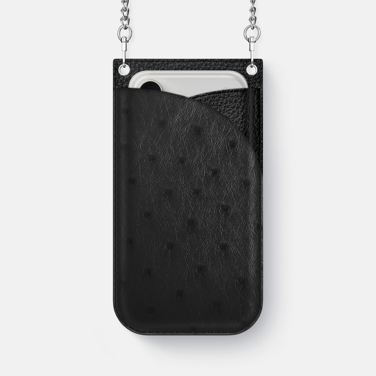 Crossbody Bag For iPhone 18 Pro Max In Ostrich -1 | Black-Steel