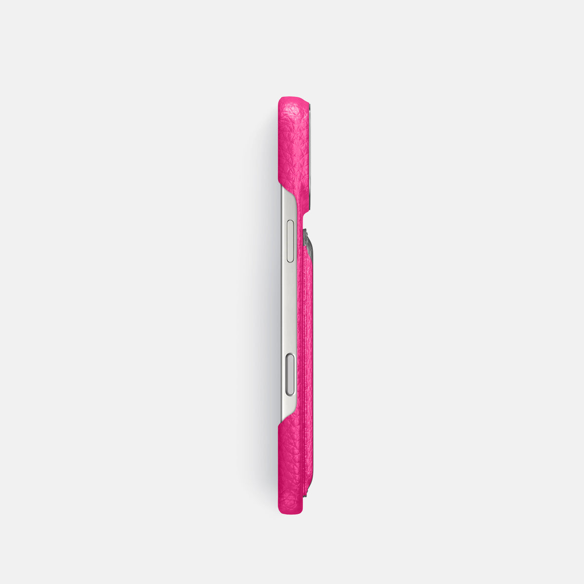 Double Card Case For iPhone 17 Pro In Calf -3 | Magenta-Steel