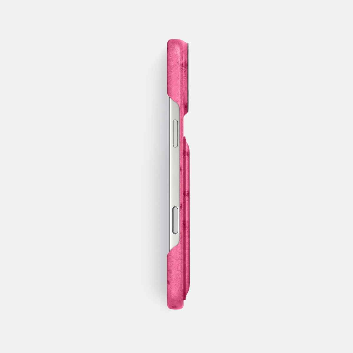 Double Card Case For iPhone 17 Pro Max In Ostrich -3 | Pink-Steel