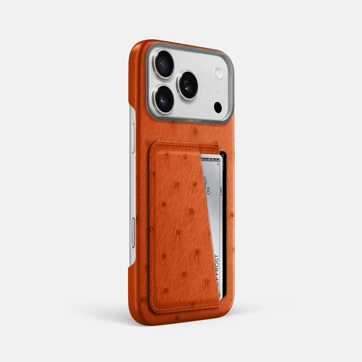 Double Card Case For iPhone 18 Pro Max In Ostrich -2 | Orange-Steel