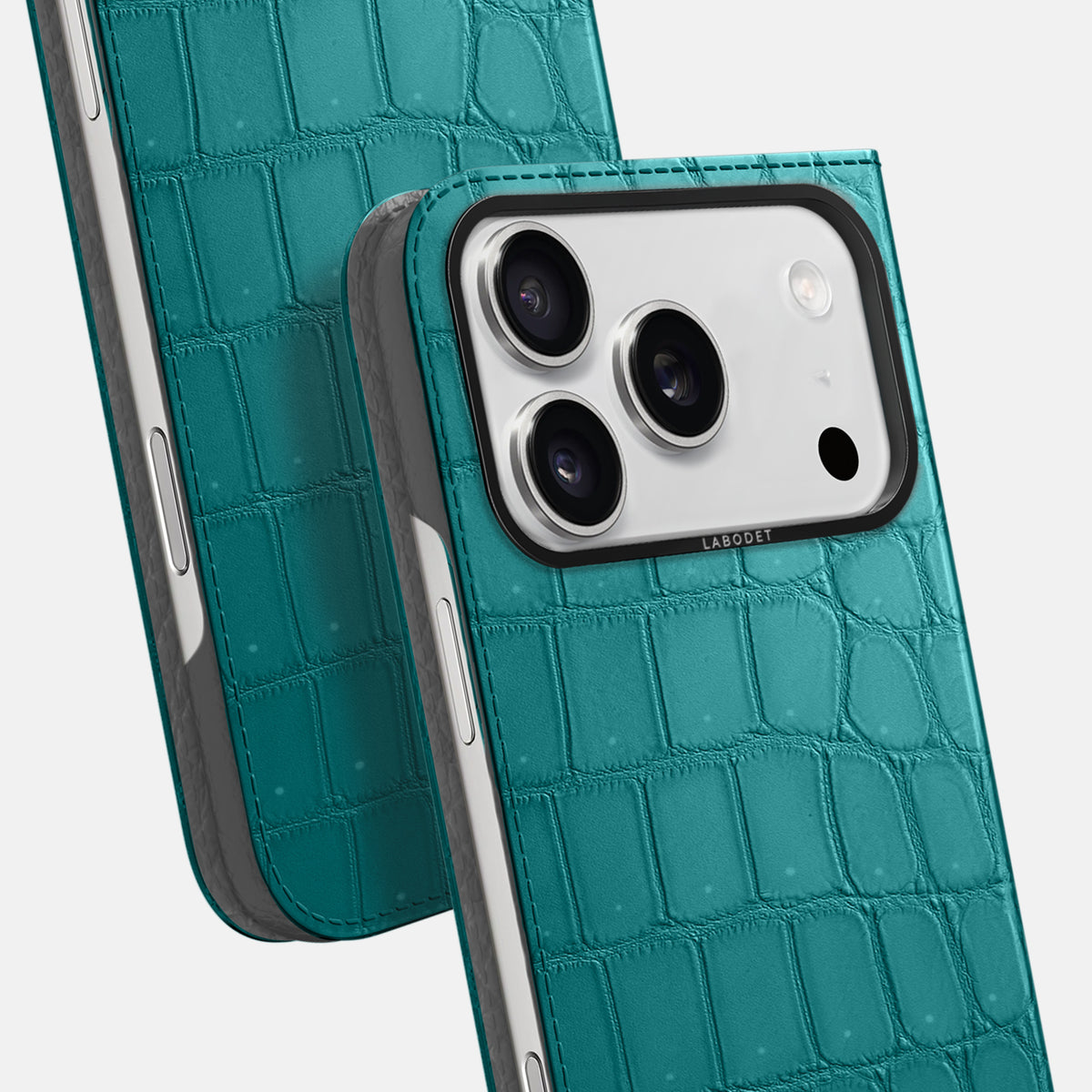 Folio Case For iPhone 17 Pro In Porosus Crocodile -5 | Celadon-Black