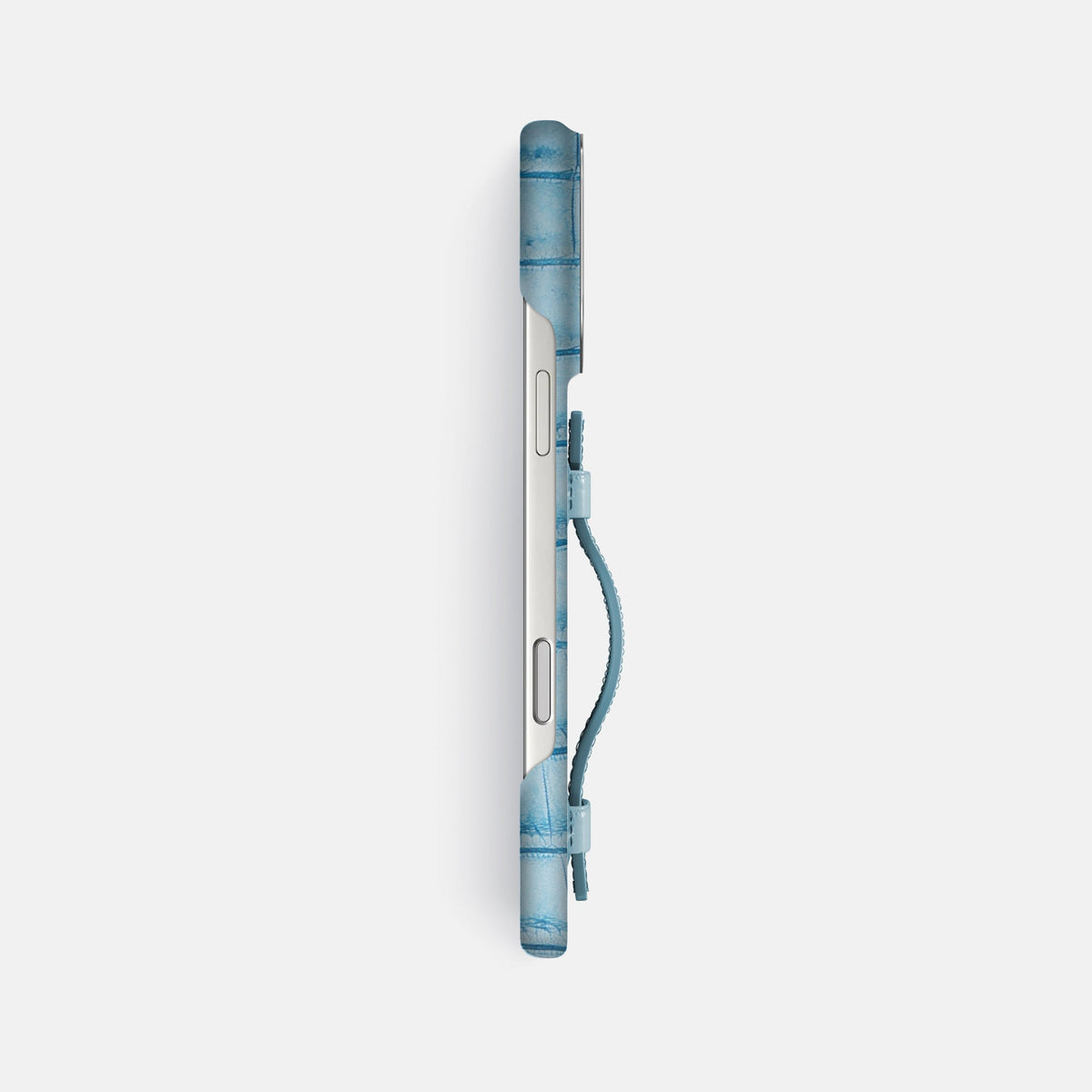 Handle Case For iPhone 18 Pro Max In Himalayan Crocodile -3 | Ice-Blue-Steel