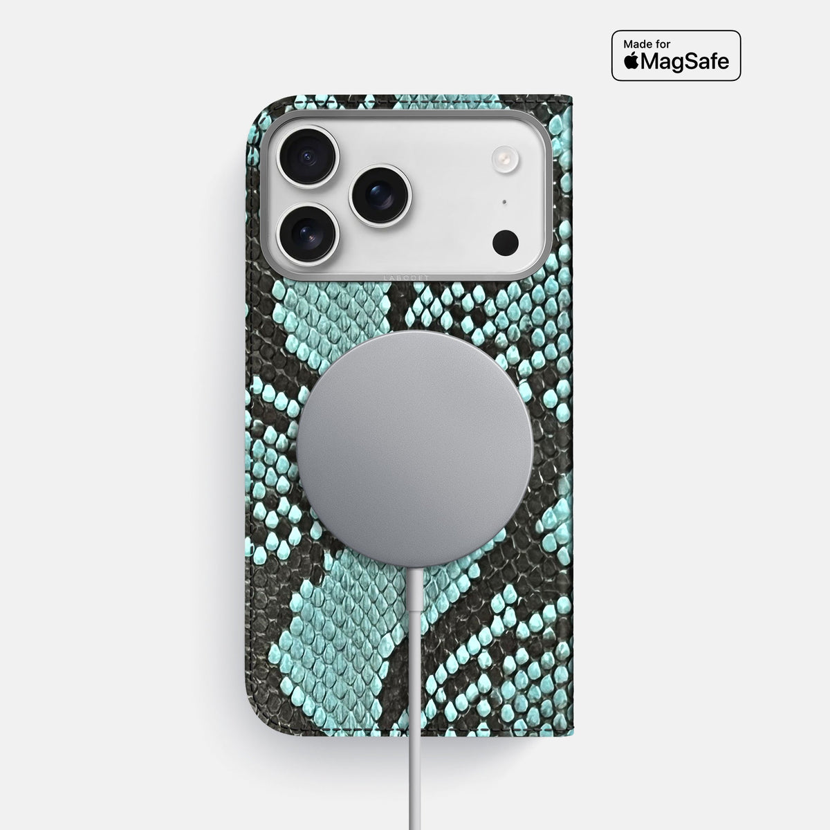 Folio Case For iPhone 18 Pro Max In Deluxe Python -3 | Blue-Lagoon-Steel