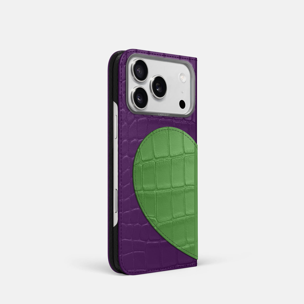 Folio Case With Heart For iPhone 18 Pro In Alligator -1 | Purple-Steel