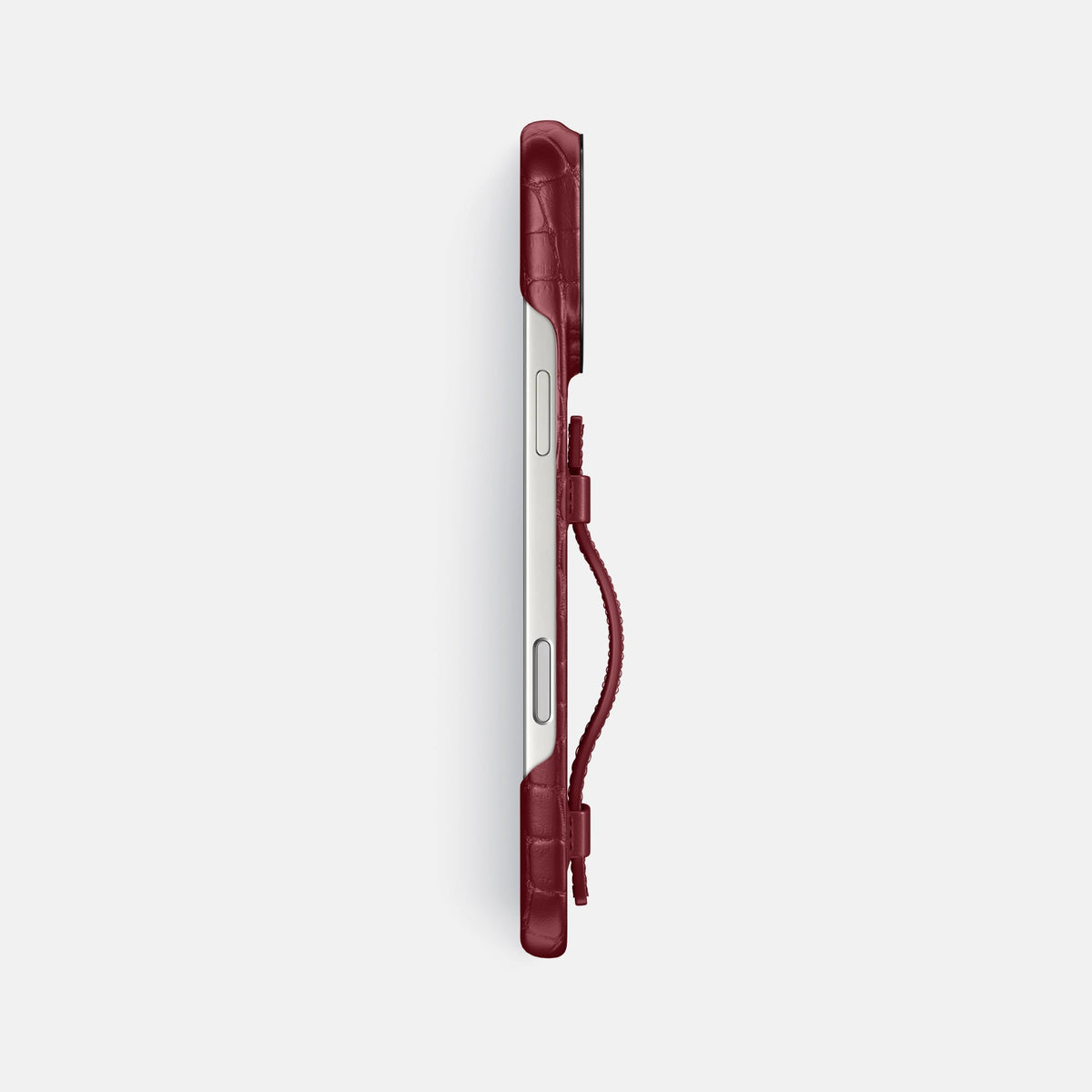 Handle Case For iPhone 18 Pro Max In Alligator -3 | Burgundy-Black